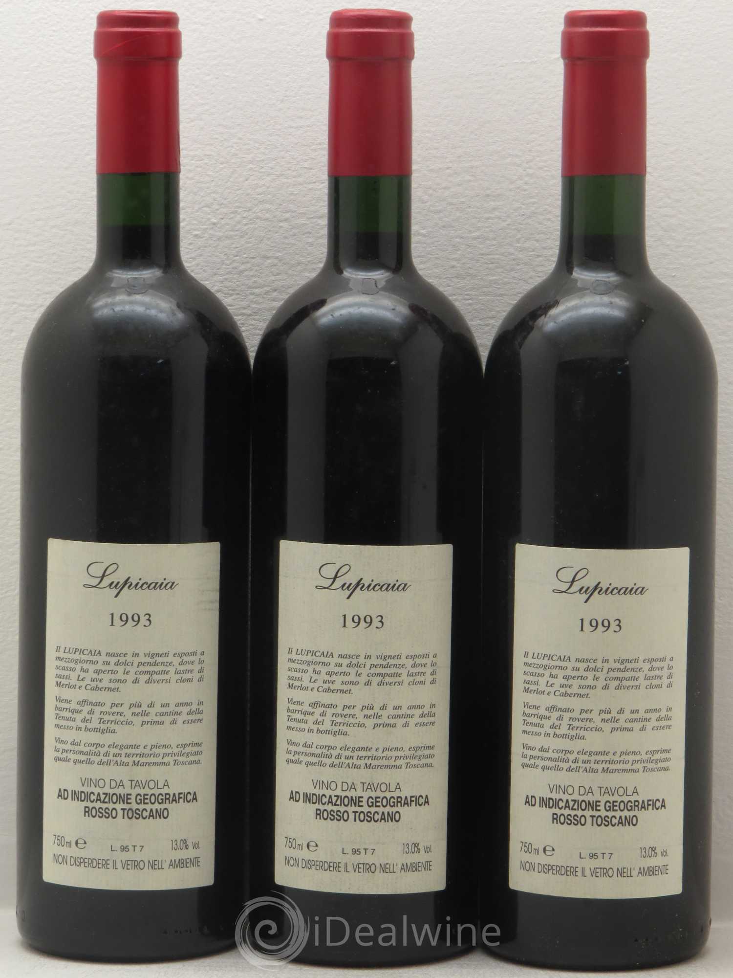 Toscana IGT Lupicaia Castello del Terriccio 1993 - Lot de 3 bouteilles - 1