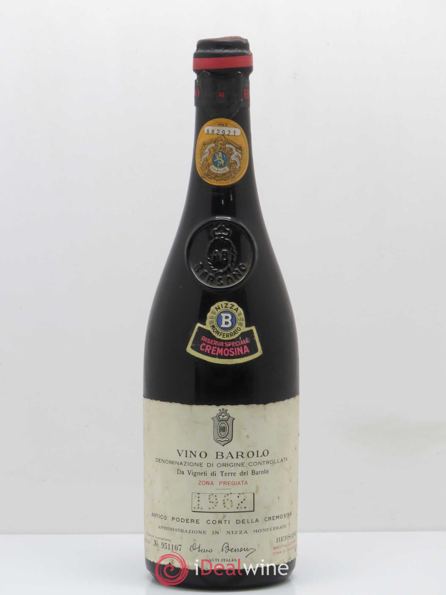 Barolo Riserva speciale Cremosina Bersano 1962 - Posten von 1 Flasche - 0