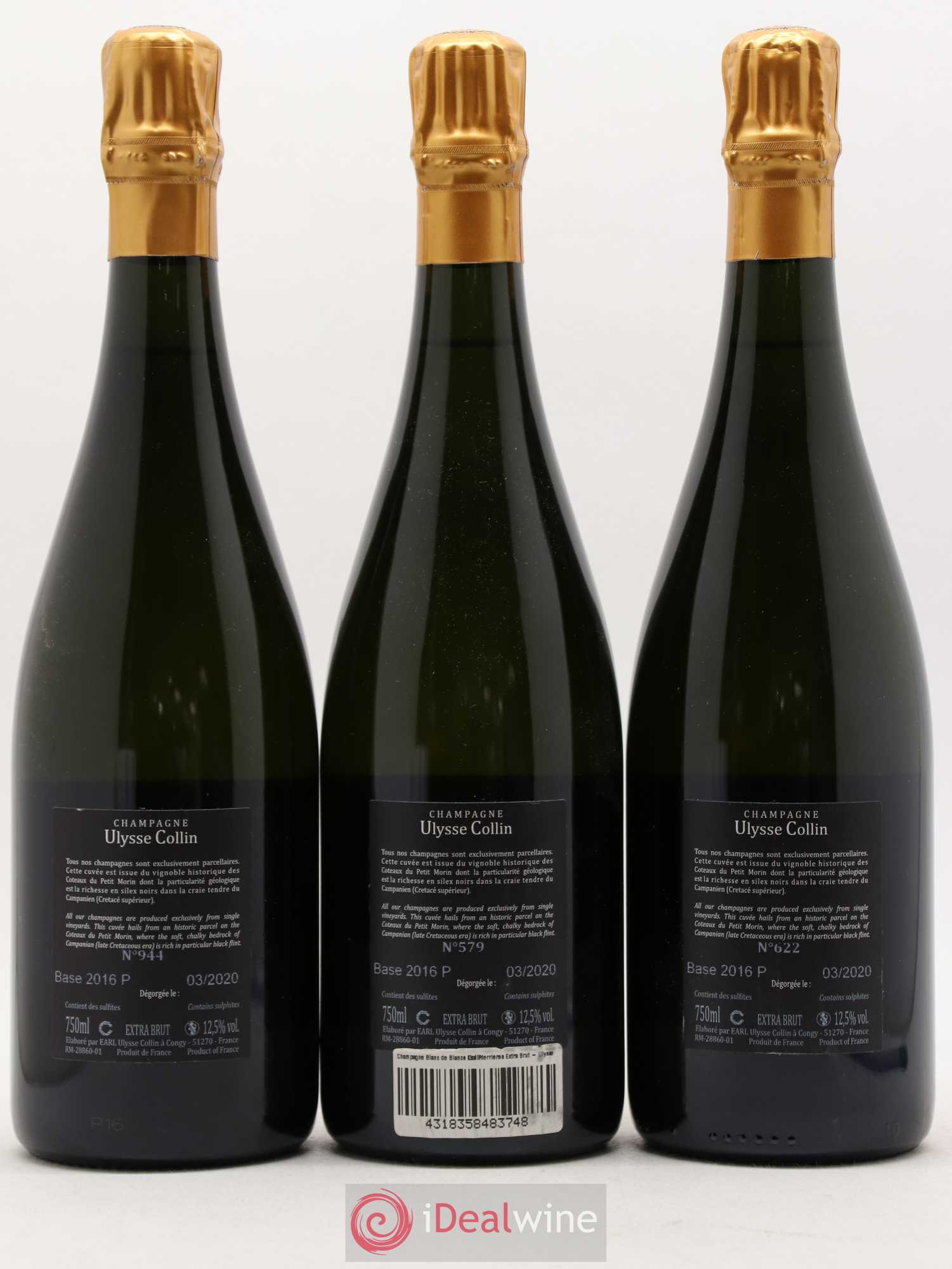 Les Pierrières Blancs de Blancs Extra-Brut Ulysse Collin - Lot de 3 bouteilles - 1