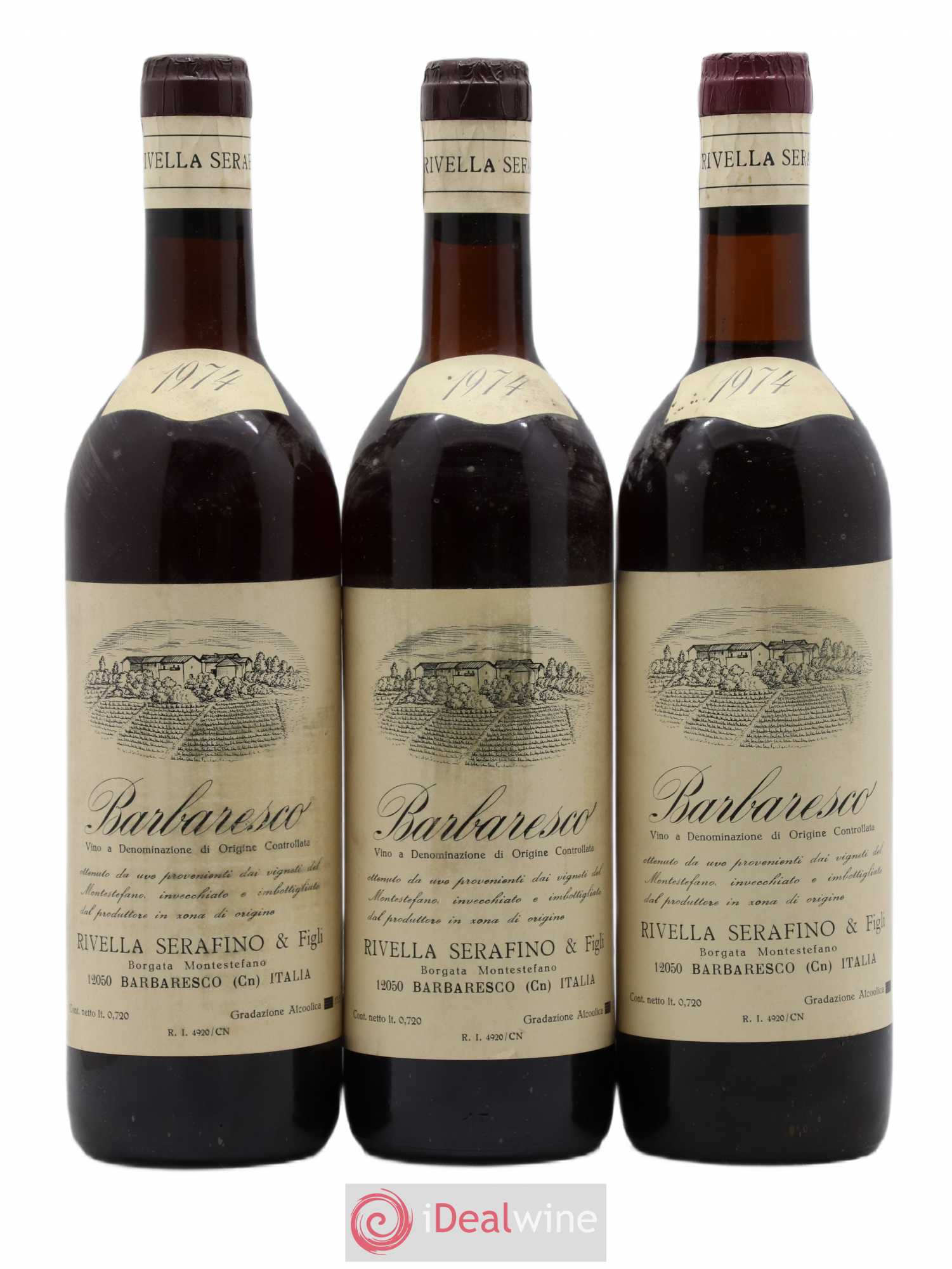 Barbaresco DOCG Rivella Serafino 1974 - Posten von 3 Flaschen - 0
