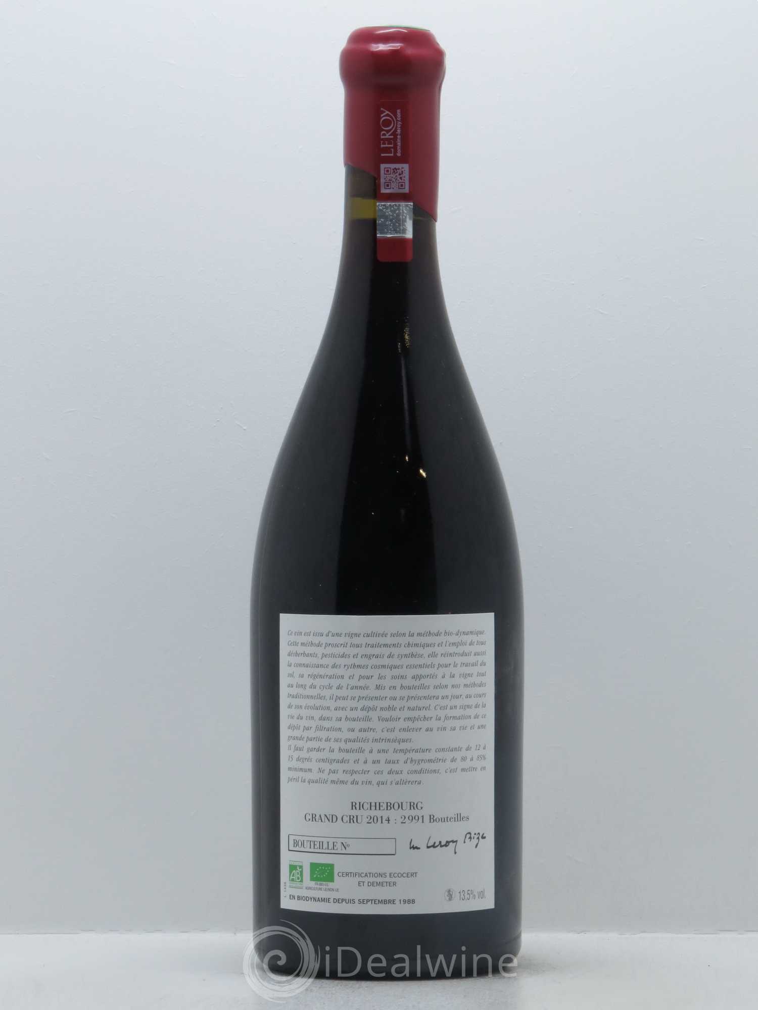 Richebourg Grand Cru Leroy (Domaine) 2014 - Lot de 1 bouteille - 1