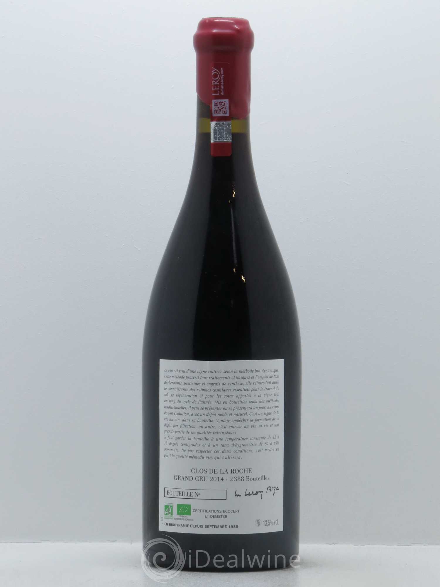 Clos de la Roche Grand Cru Leroy (Domaine) 2014 - Lot de 1 bouteille - 1