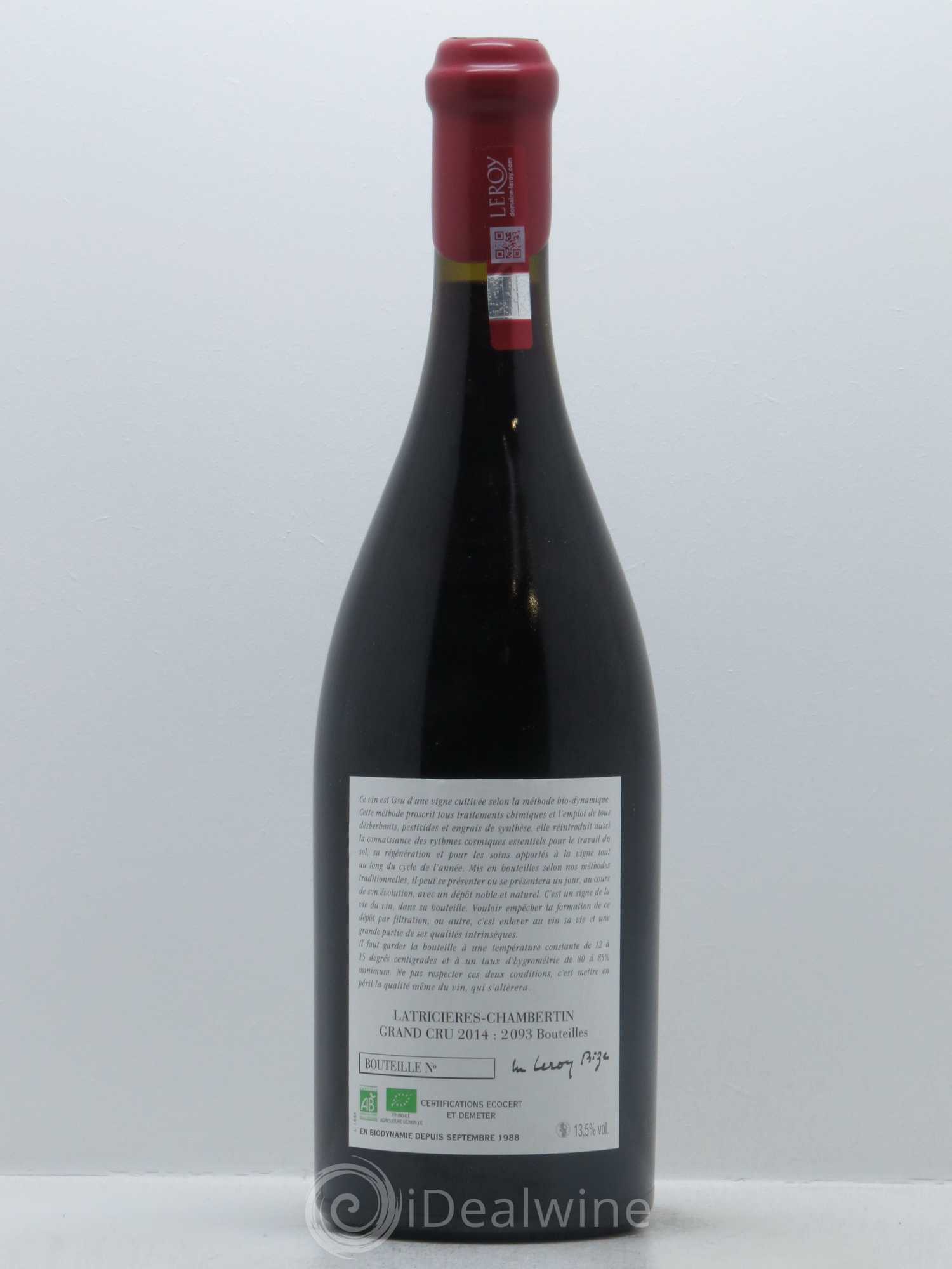 Latricières-Chambertin Grand Cru Leroy (Domaine) 2014 - Lotto di 1 bottiglia - 1