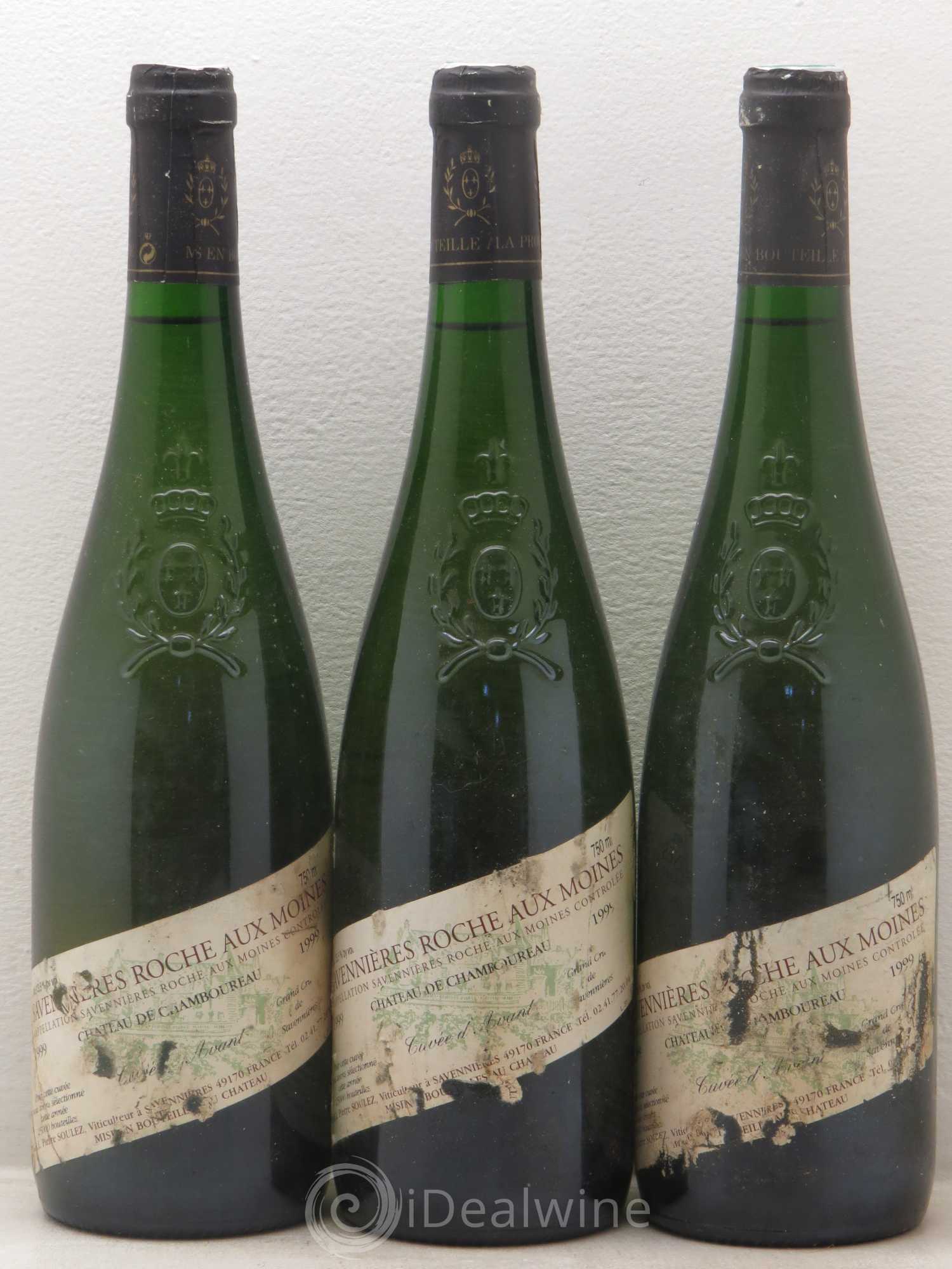Savennières Roche aux Moines Cuvée d'avant Château de Chamboureau 1999 - Posten von 3 Flaschen - 0