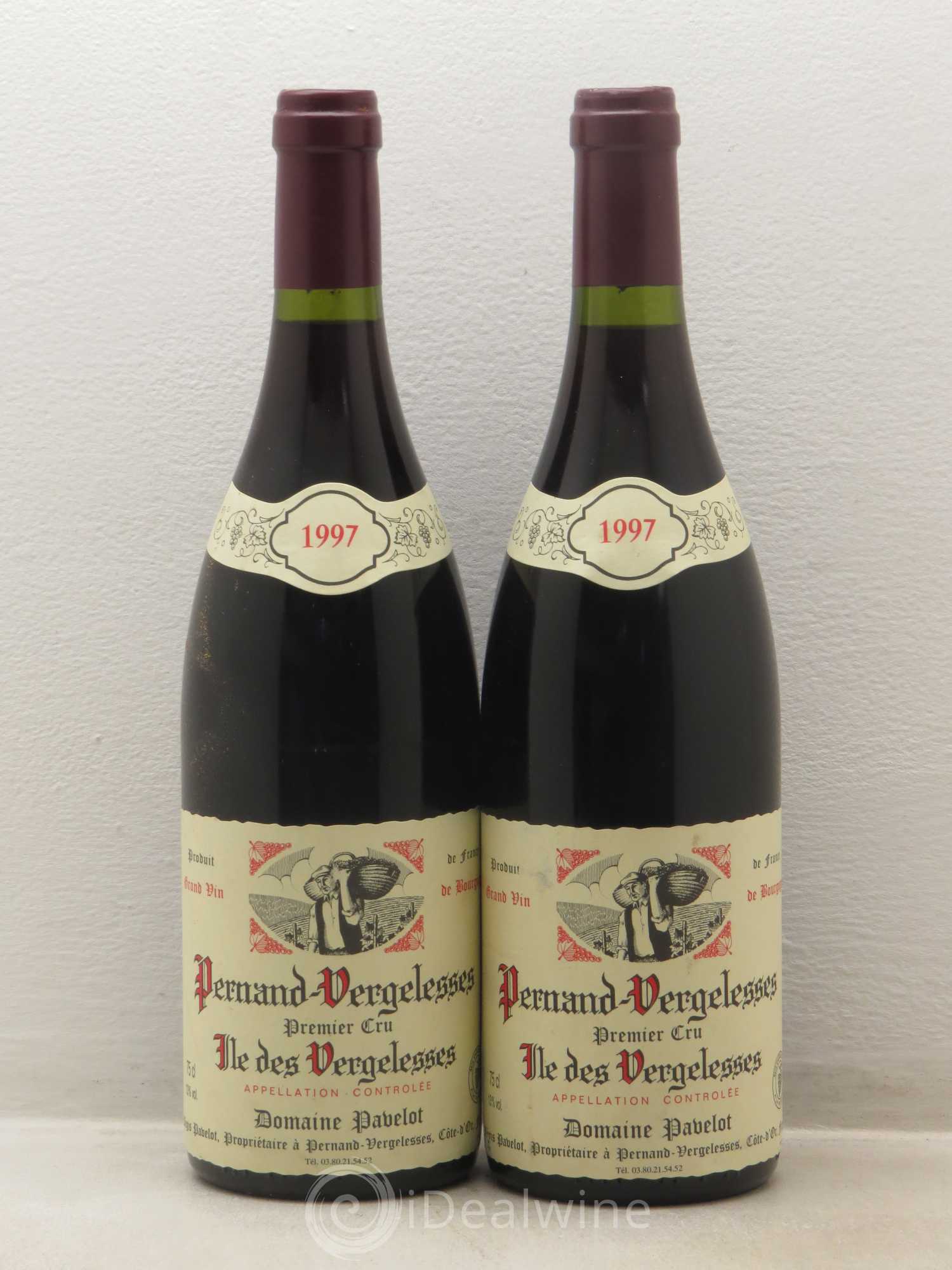 Pernand-Vergelesses 1er Cru iles de Vergelesses - Domaine Regis Pavelot (sans prix de réserve) 1997 - Posten von 5 Flaschen - 2