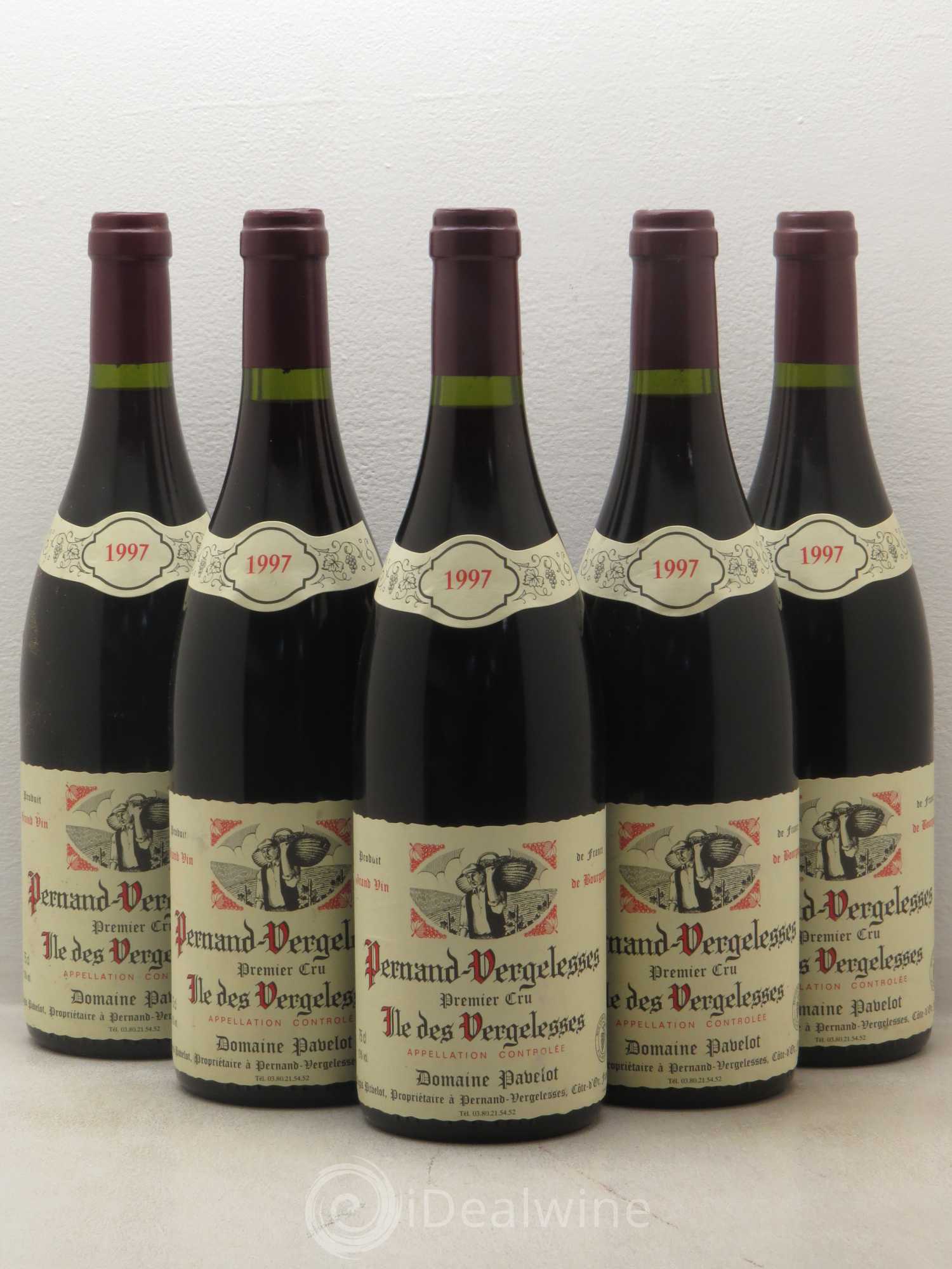 Pernand-Vergelesses 1er Cru iles de Vergelesses - Domaine Regis Pavelot (sans prix de réserve) 1997 - Posten von 5 Flaschen - 0