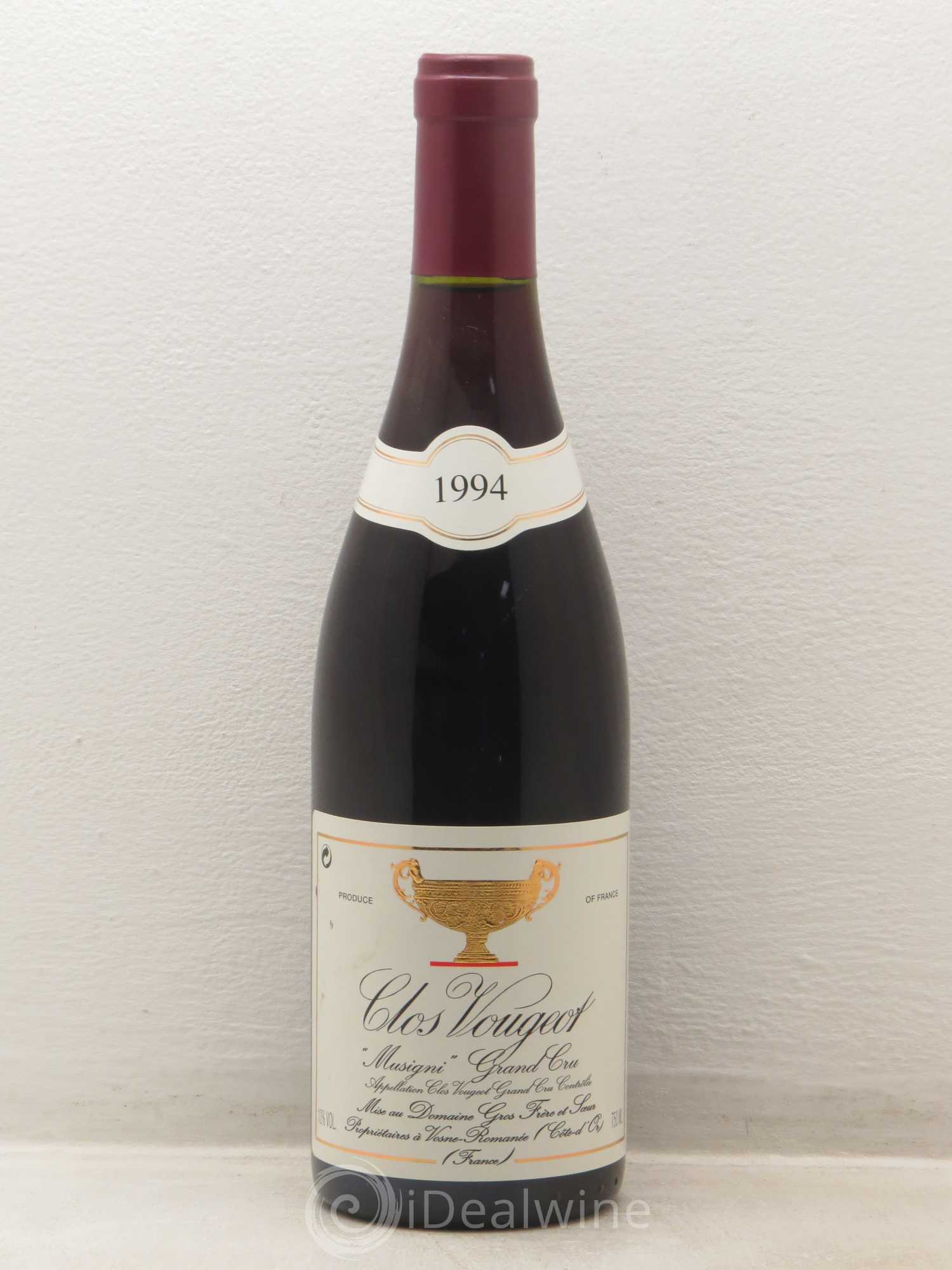 Clos de Vougeot Grand Cru Musigni Gros Frère & Soeur 1994 - Lot de 1 bouteille - 0