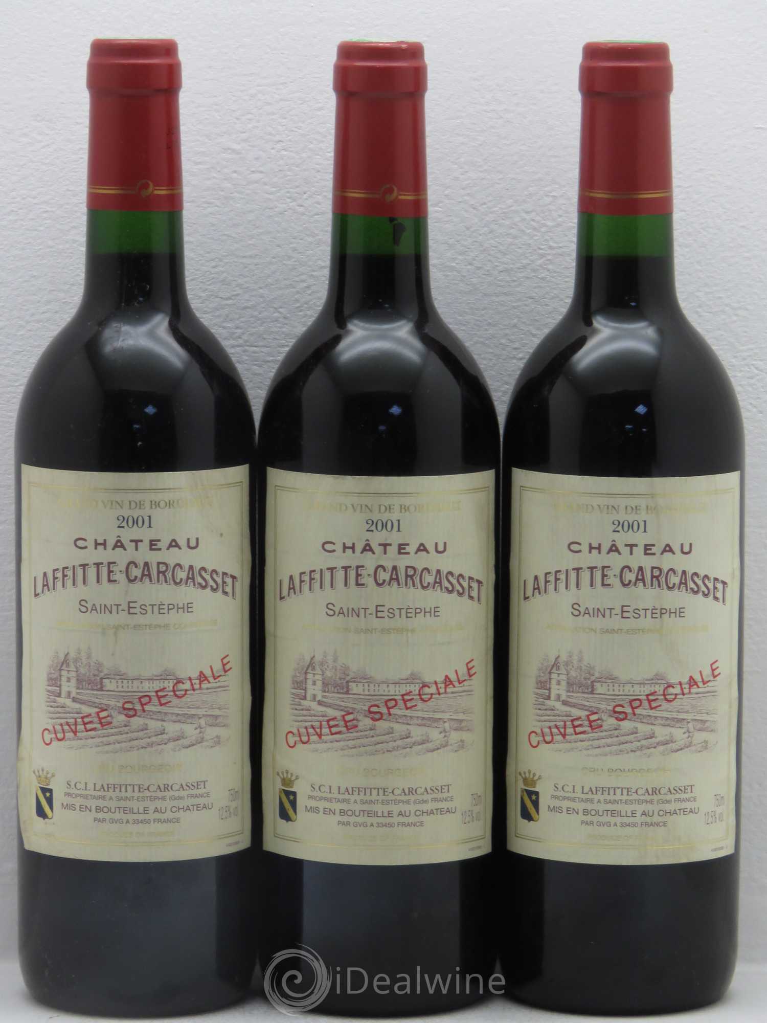 Château Laffitte Carcasset Cru Bourgeois 2001 - Lot de 3 bouteilles - 0