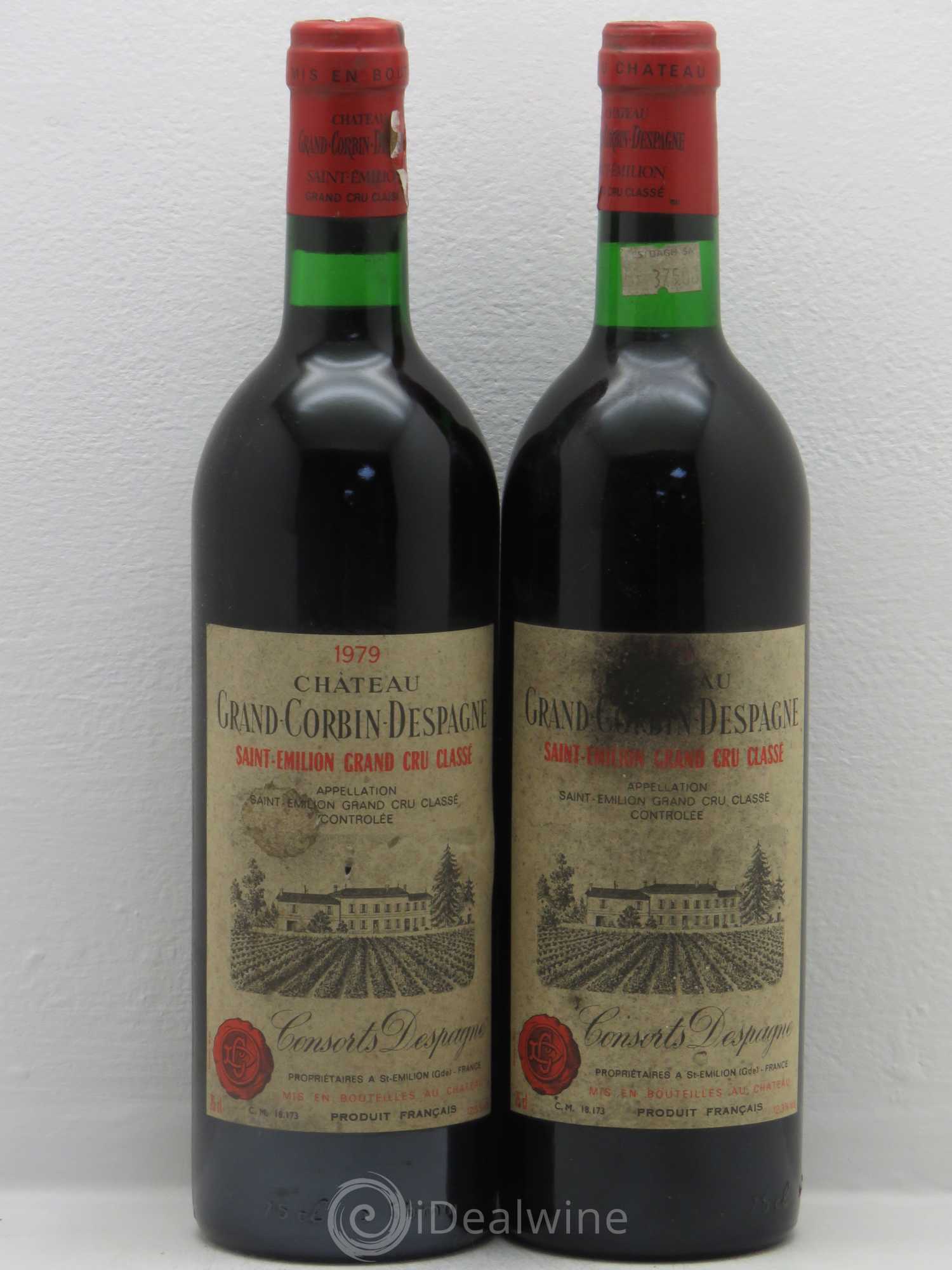 Château Grand Corbin Despagne Grand Cru Classé (sans prix de réserve) 1979 - Lot de 2 bouteilles - 0