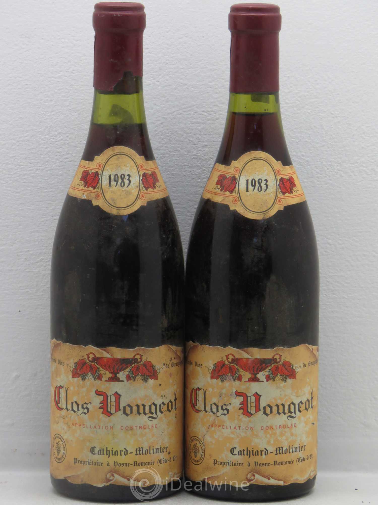 Clos de Vougeot Grand Cru Cathiard Molinier 1983 - Lot de 2 bouteilles - 0