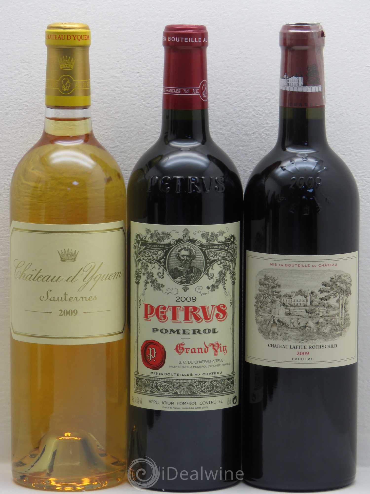 Caisse Collection Duclot 2009 9 btes 1 Petrus, 1 Cheval Blanc, 1 Mission Haut Brion, 1 Haut Brion, 1 Margaux, 1 Lafite R.1 Latour, 1 Yquem, 1 Mouton R. 2009 - Posten von 1 Flasche - 3