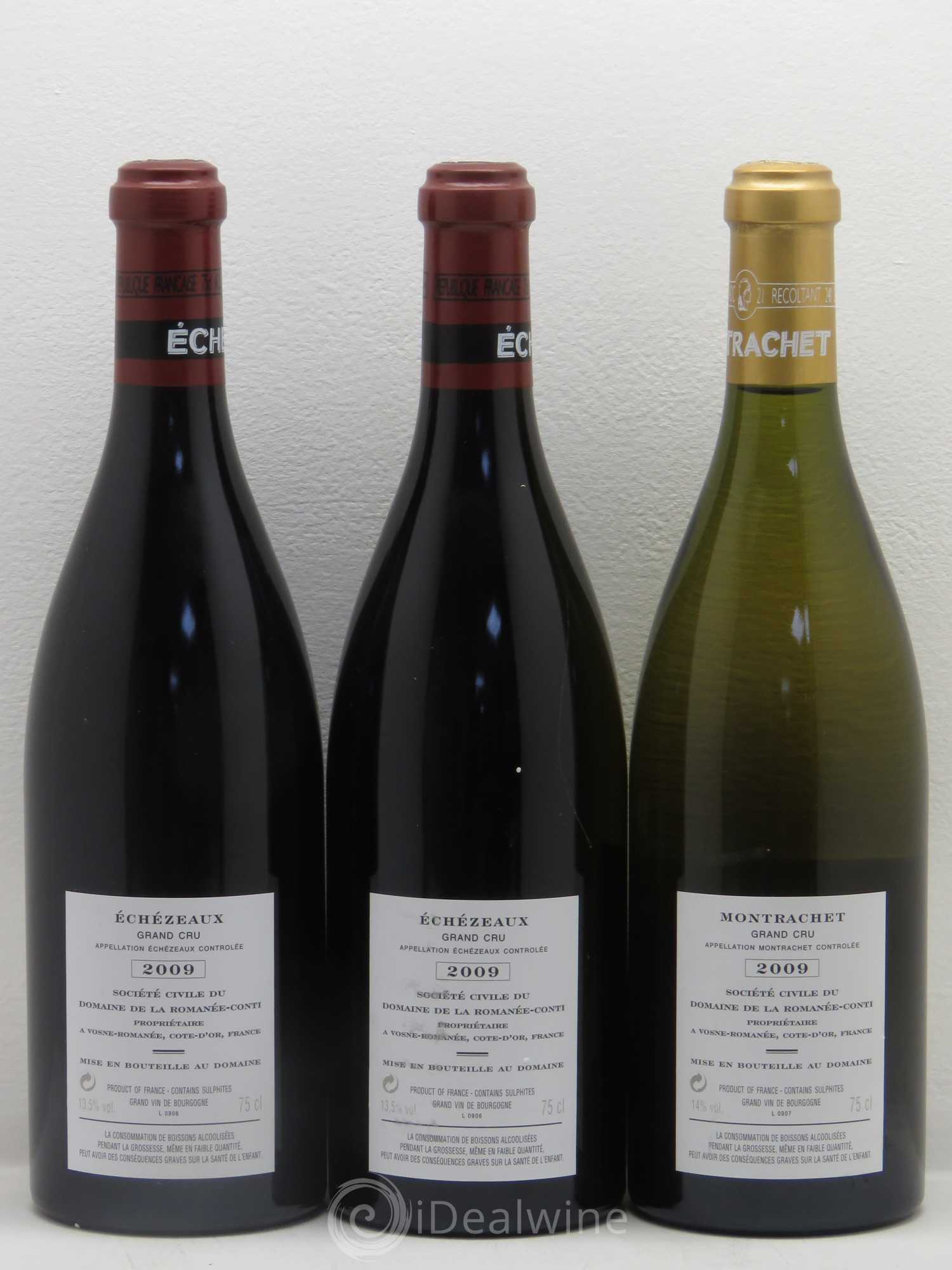 Assortiment 2009 du Domaine de la Romanée-Conti Domaine de la Romanée-Conti 6 btes : 1 Montrachet, 1 La Tâche, 2 Romanée St Vivant, 2 Echézeaux 2009 - Lotto di 1 bottiglia - 4
