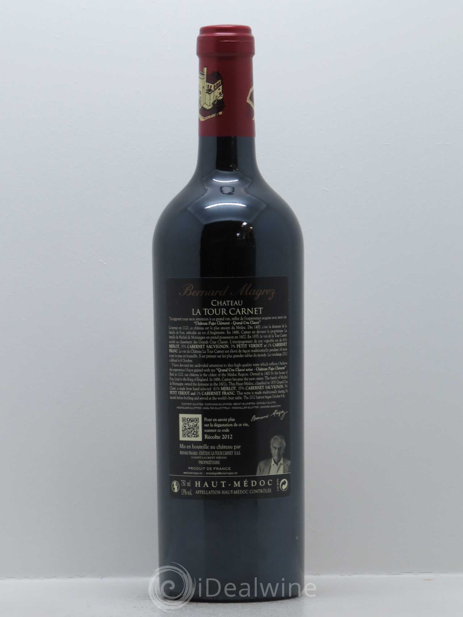 Château la Tour Carnet 4ème Grand Cru Classé 2012 - Lot de 1 bouteille - 1
