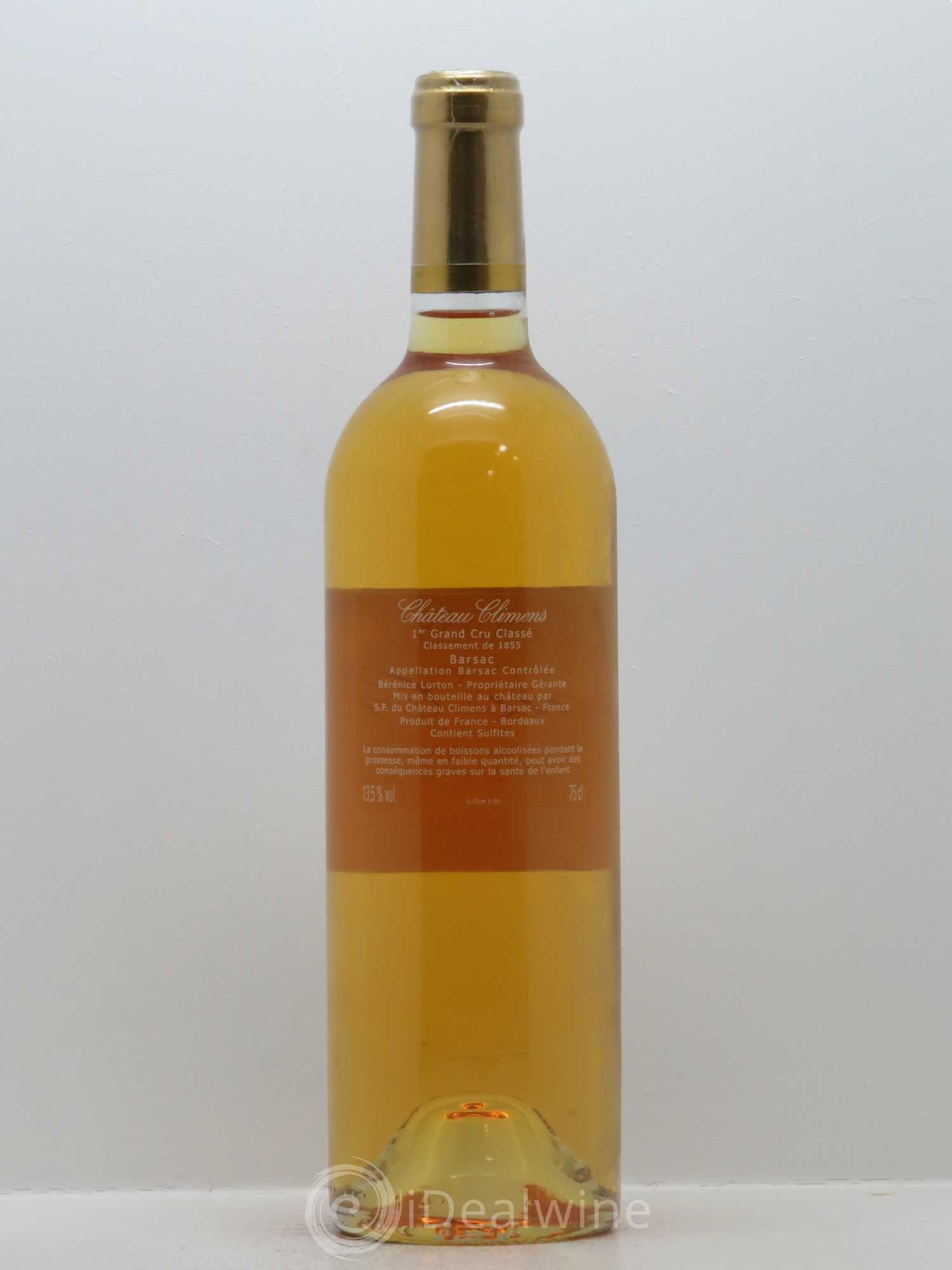 Château Climens 1er Grand Cru Classé 2008 - Lot de 1 bouteille - 1