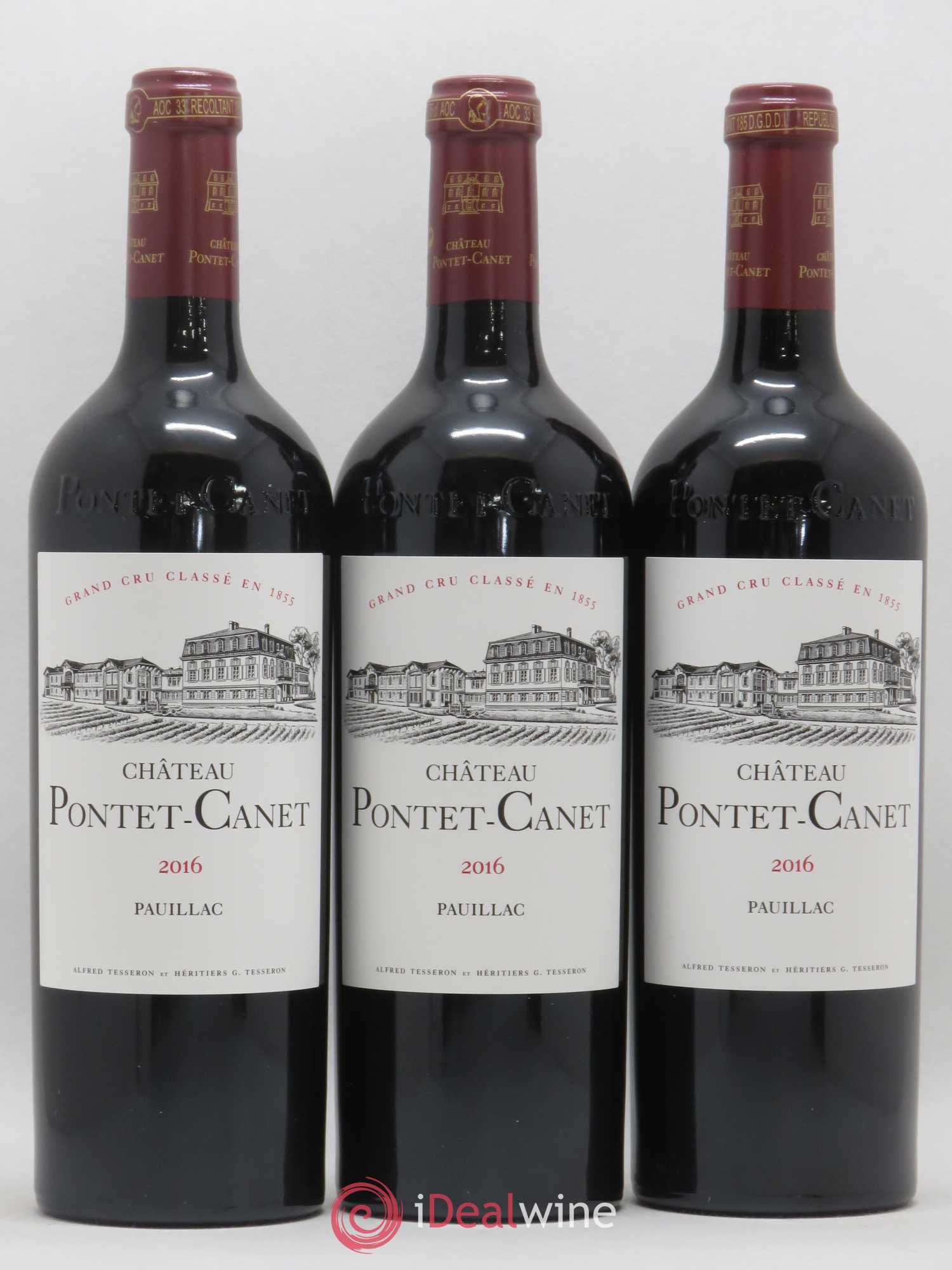 Château Pontet Canet 5ème Grand Cru Classé 2016 - Lot de 3 bouteilles - 0