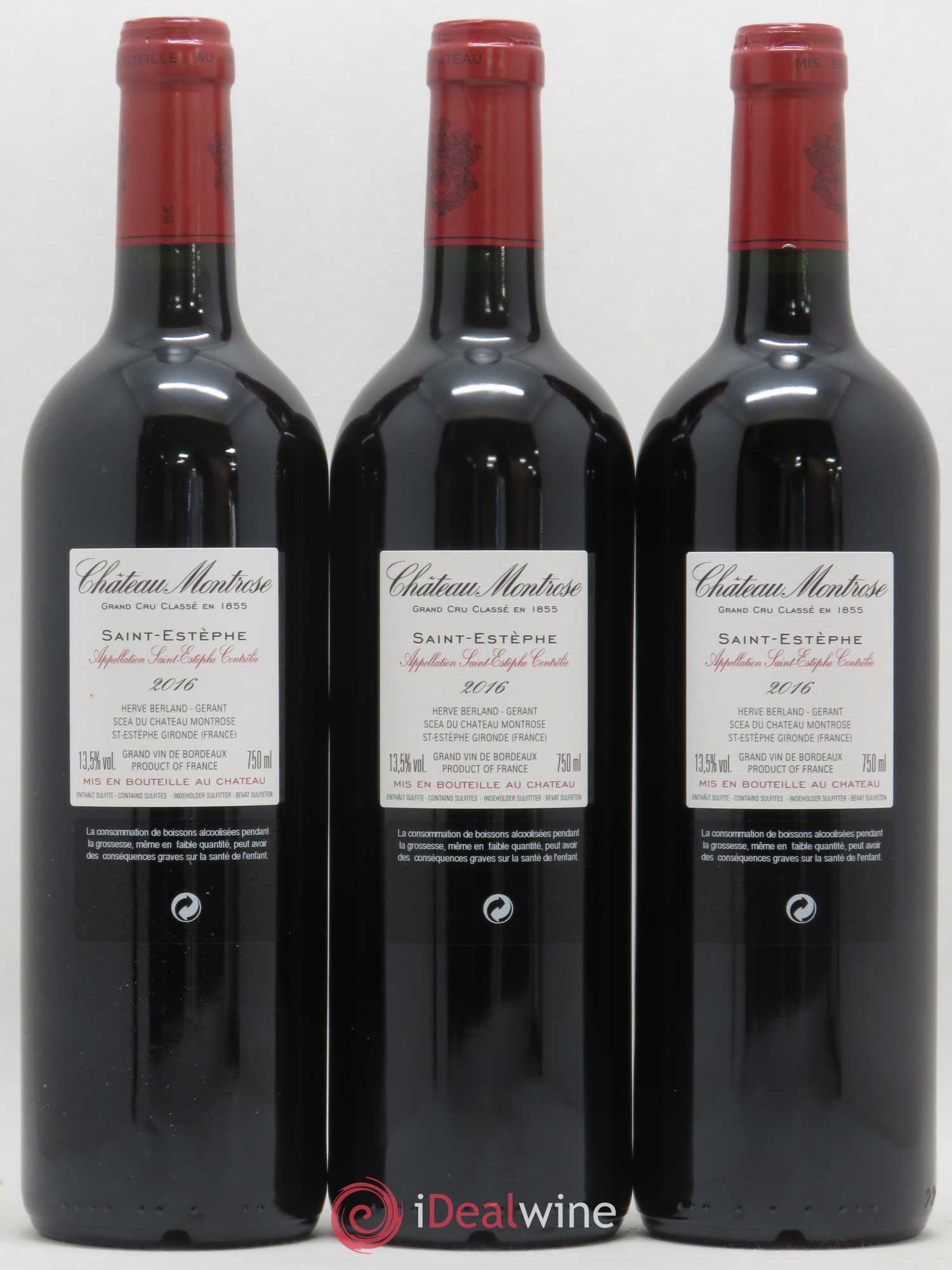 Château Montrose 2ème Grand Cru Classé 2016 - Lot de 3 bouteilles - 1