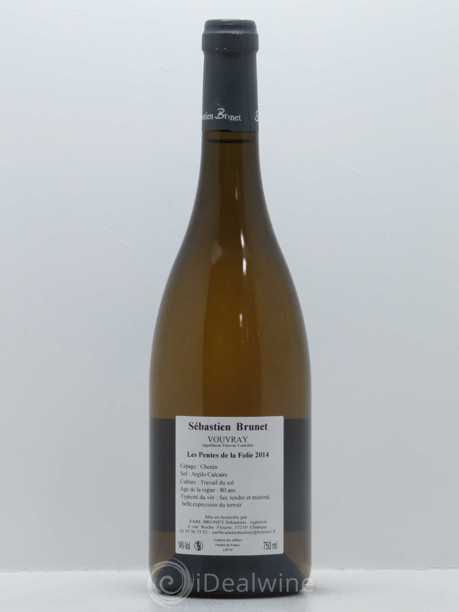 Vouvray Les Pentes de la Folie Sébastien Brunet 2014 - Lot de 1 bouteille - 1