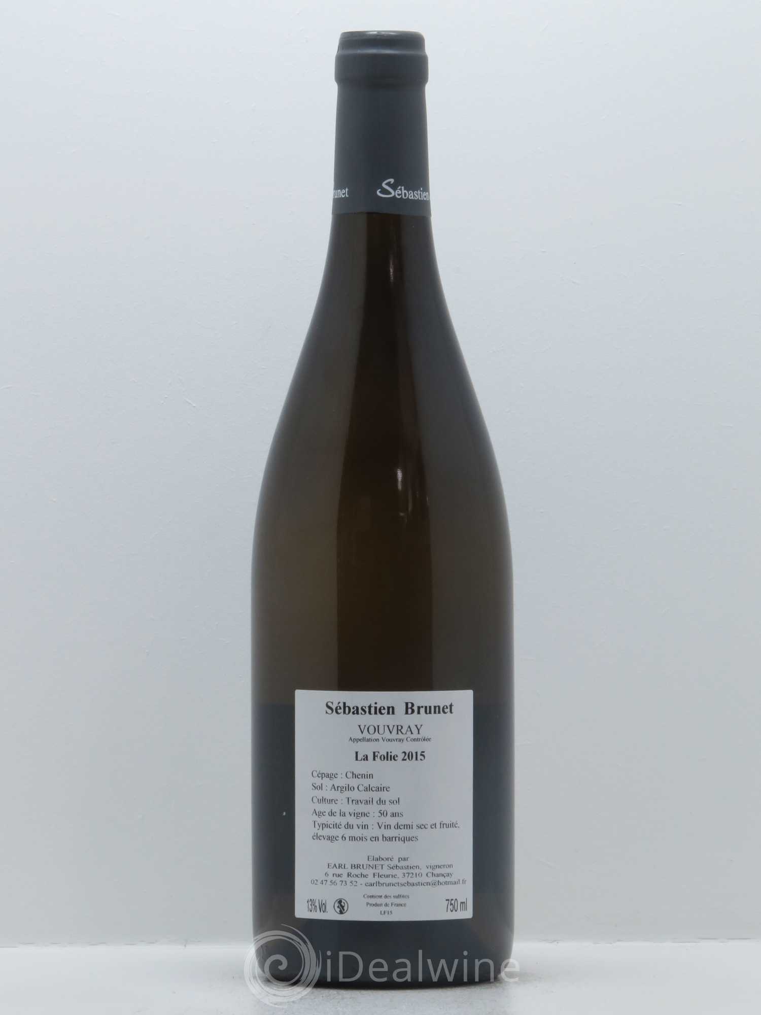 Vouvray La Folie Sébastien Brunet 2015 - Lot de 1 bouteille - 1