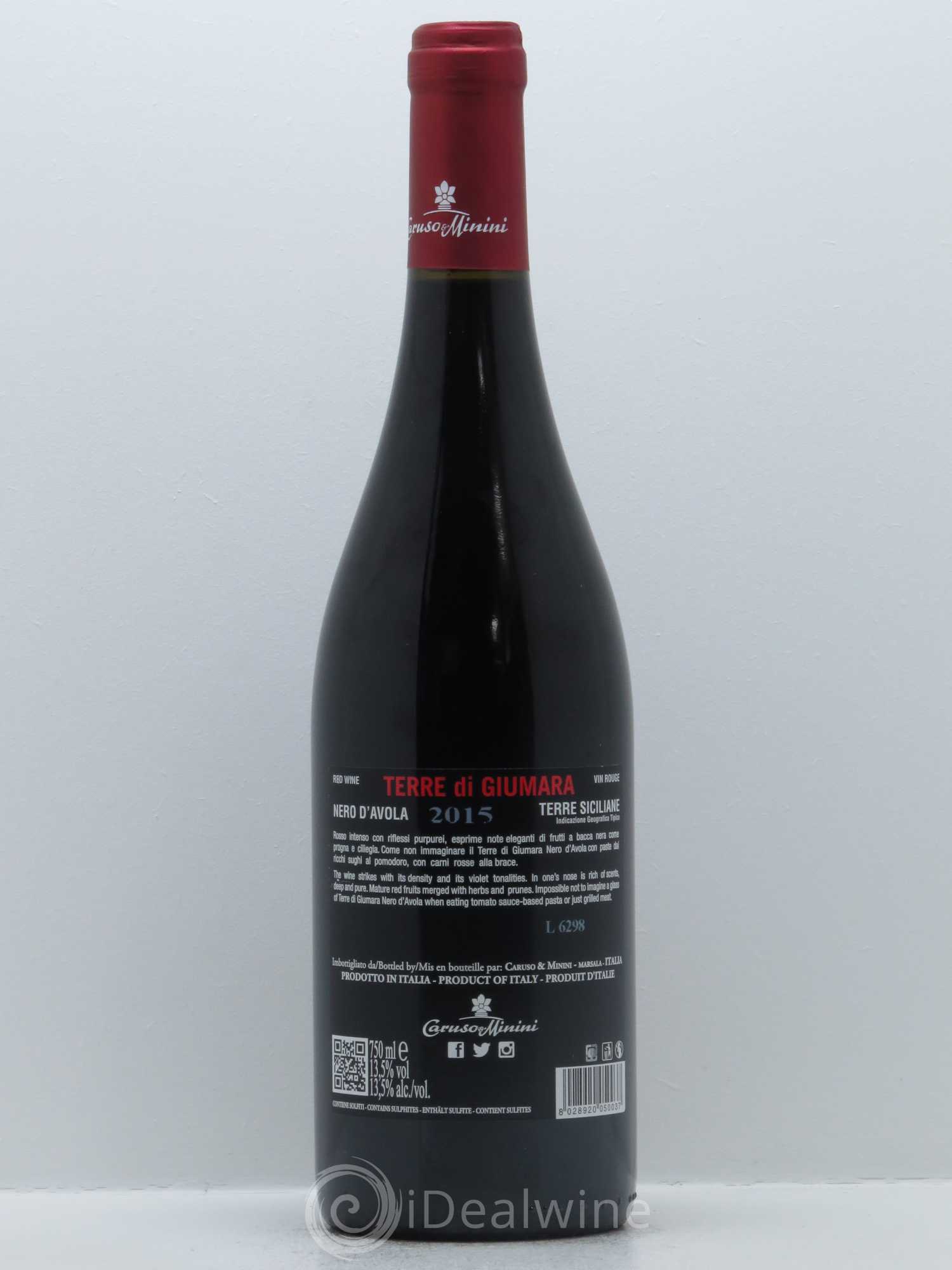 Terre Siciliane Terre Di Giumara - Caruso-Minini IGT  Nero d'Avola 2015 - Lot de 1 bouteille - 1