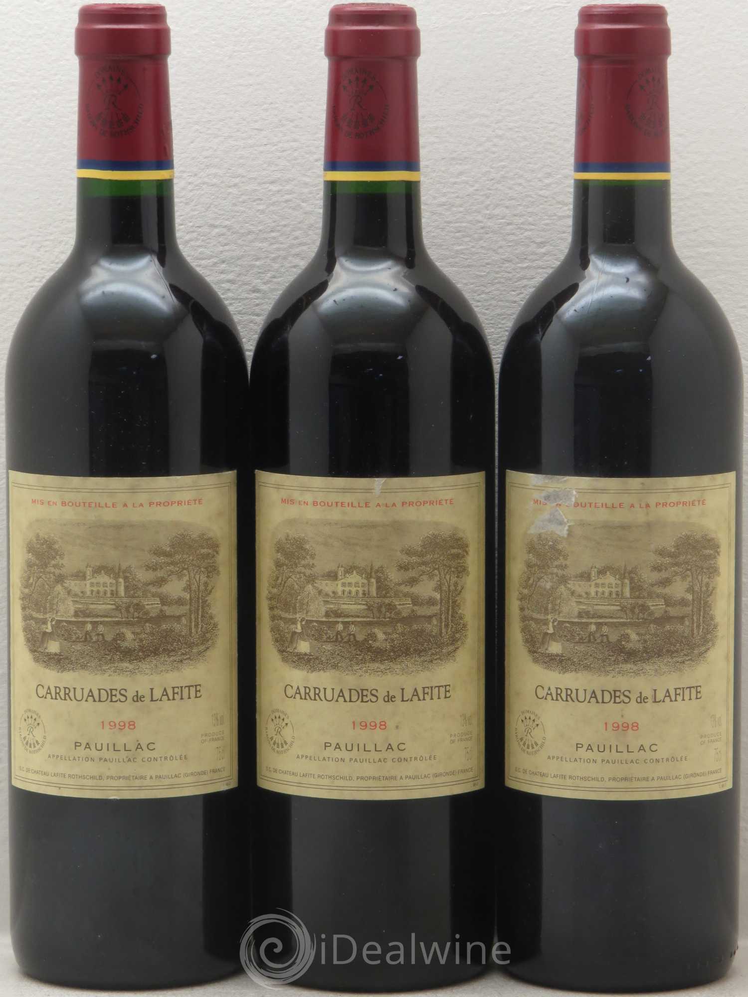 Carruades de Lafite Rothschild Second Vin 1998 - Lot de 3 bouteilles - 0