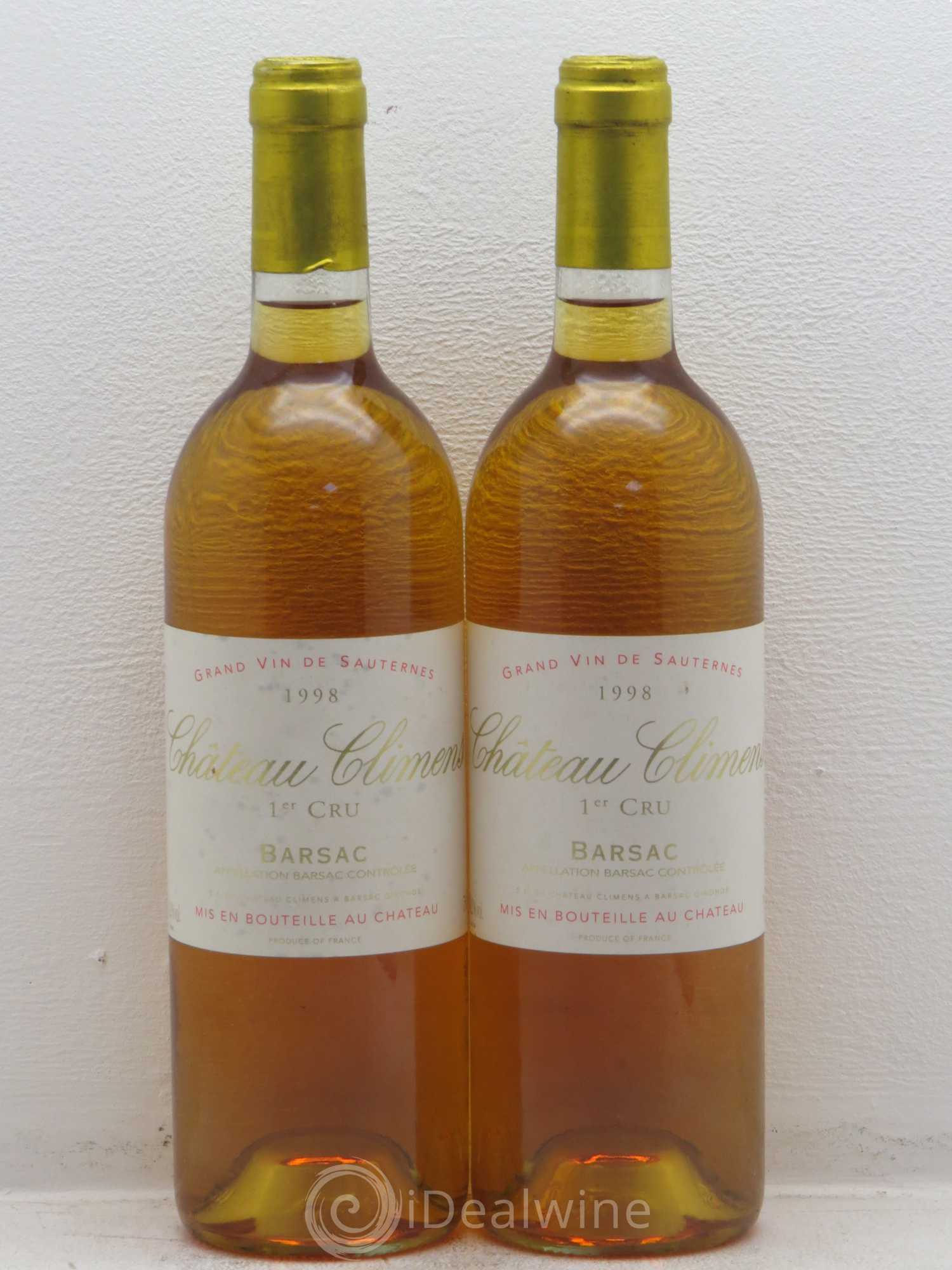 Château Climens 1er Grand Cru Classé 1998 - Lotto di 2 bottiglie - 0