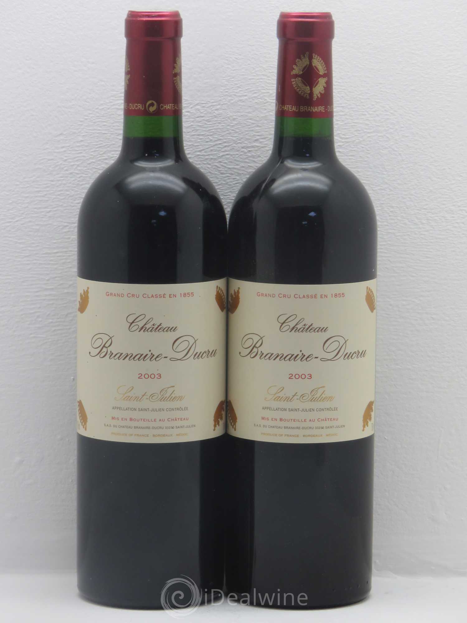 Château Branaire Ducru 4ème Grand Cru Classé 2003 - Lot de 2 bouteilles - 0