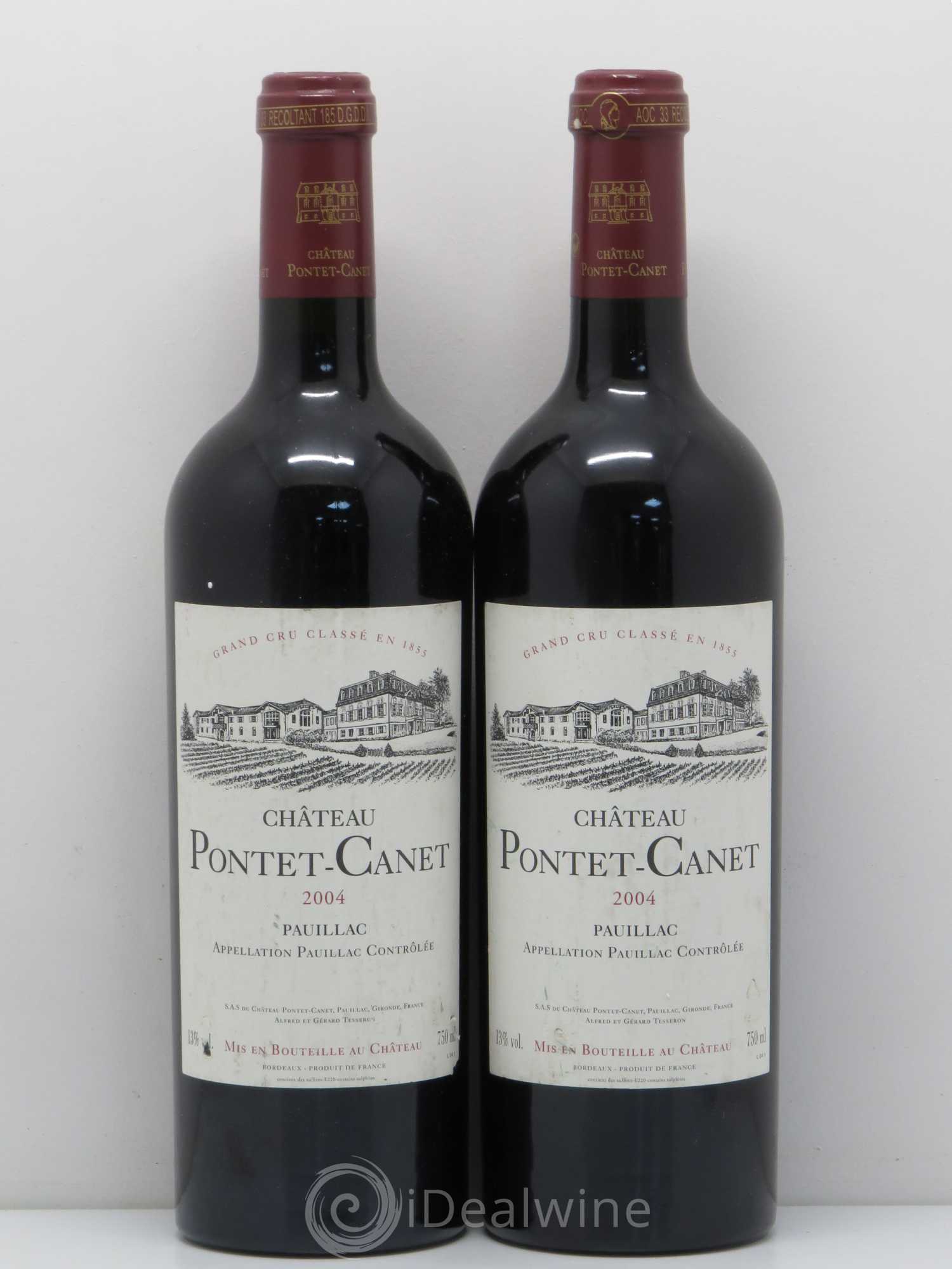 Château Pontet Canet 5ème Grand Cru Classé 2004 - Lot de 2 bouteilles - 0