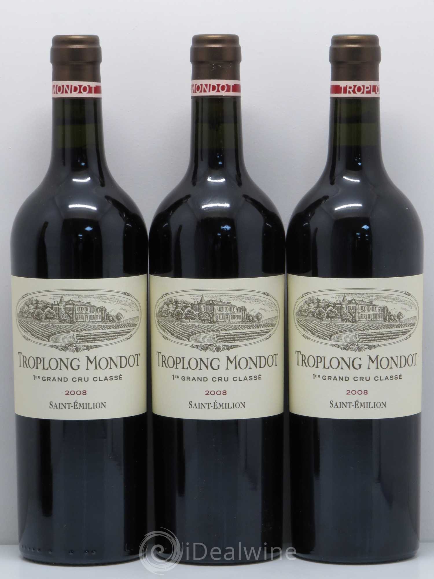 Château Troplong Mondot 1er Grand Cru Classé B 2008 - Lot de 3 bouteilles - 0