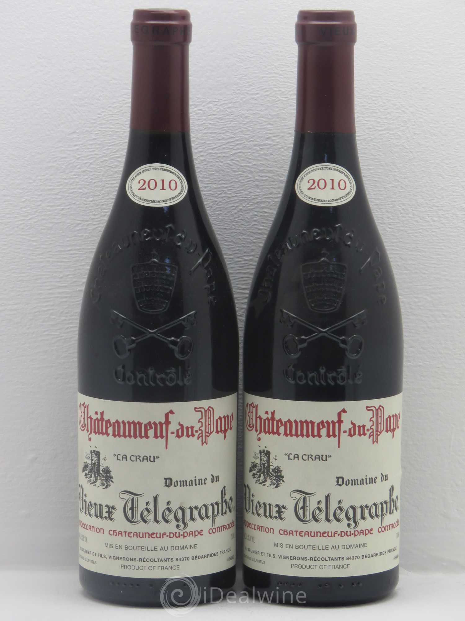 Châteauneuf-du-Pape Vieux Télégraphe (Domaine du) Vignobles Brunier 2010 - Lot de 2 bouteilles - 0