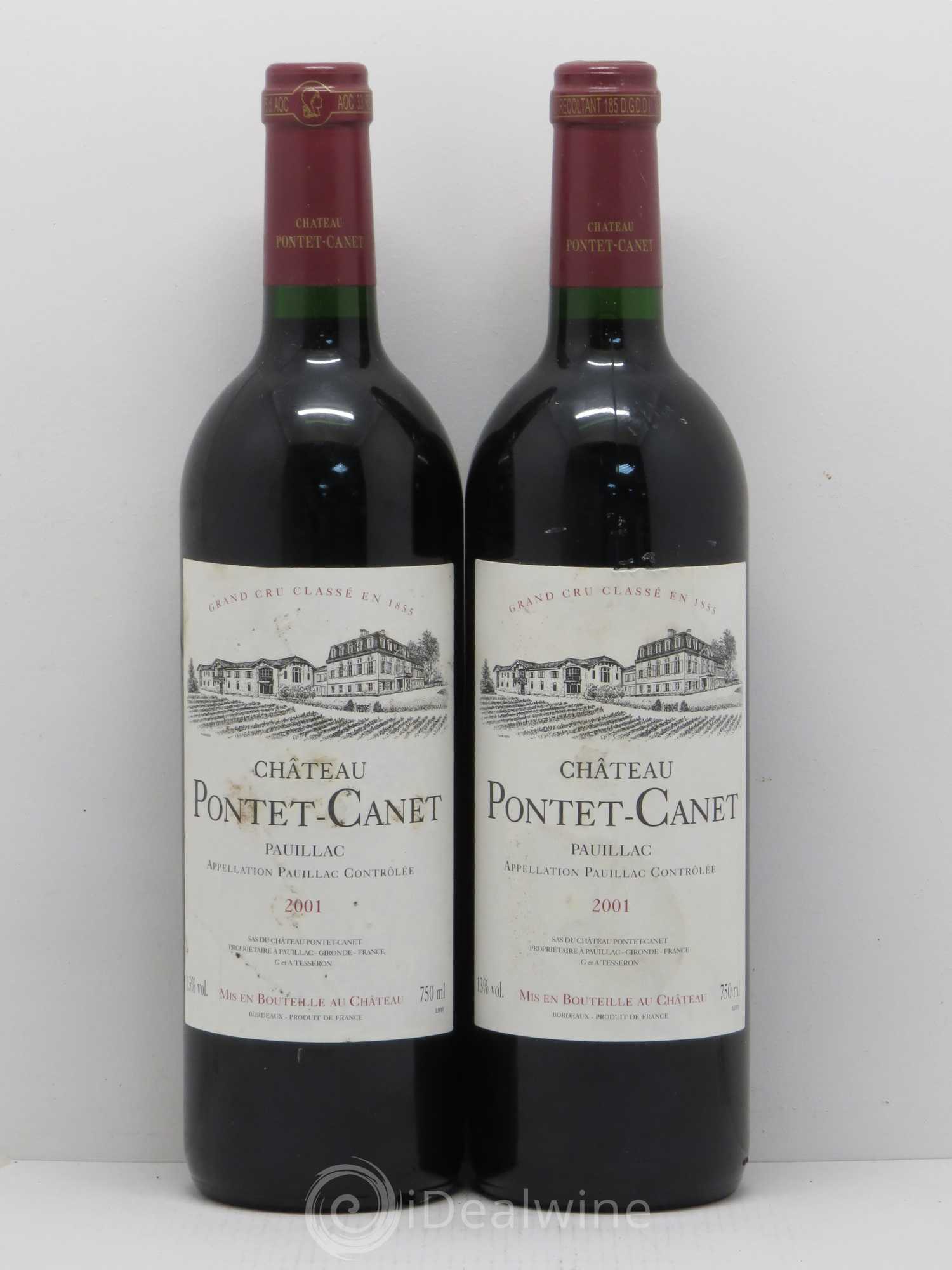 Château Pontet Canet 5ème Grand Cru Classé 2001 - Lot de 2 bouteilles - 0