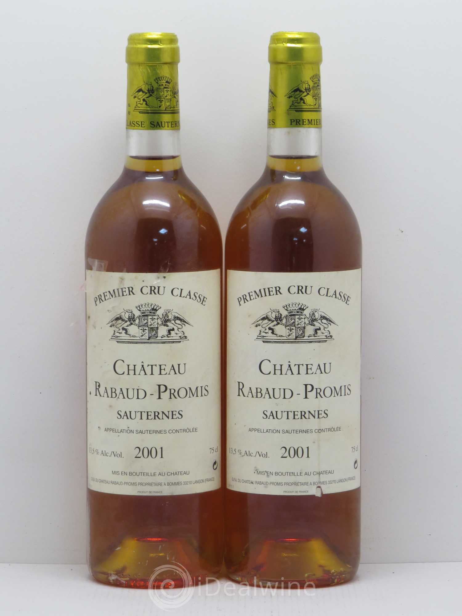 Château Rabaud Promis 1er Grand Cru Classé 2001 - Lotto di 2 bottiglie - 0
