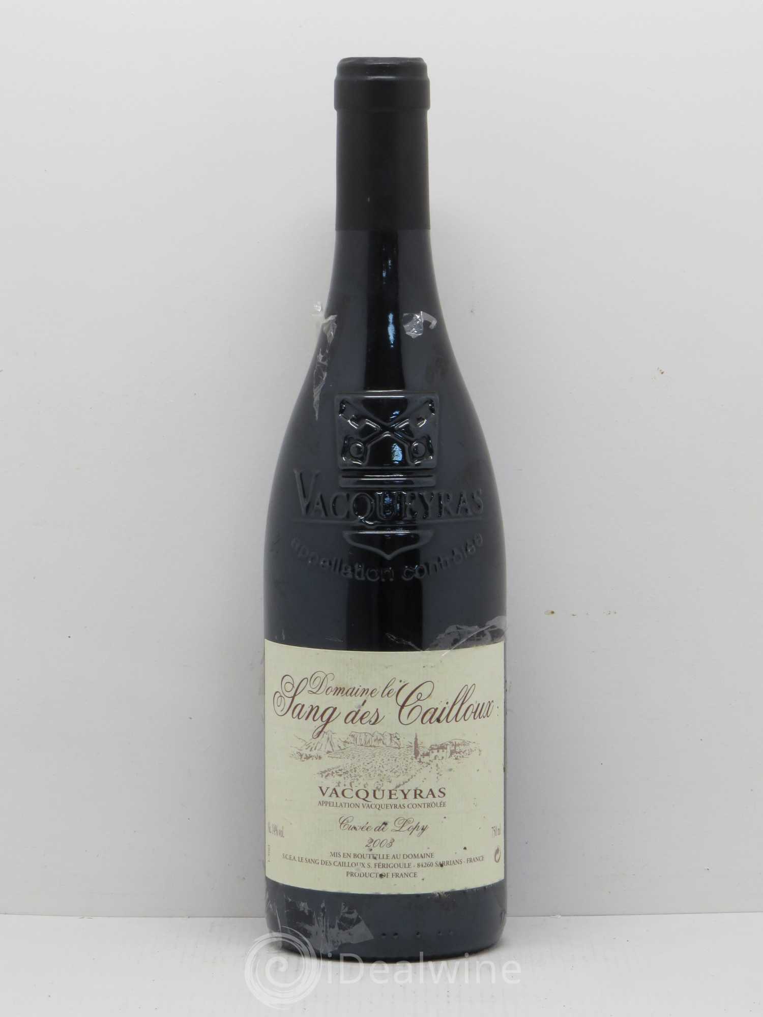 Vacqueyras Cuvée de Lopy Le Sang des Cailloux 2003 - Lot de 1 bouteille - 0