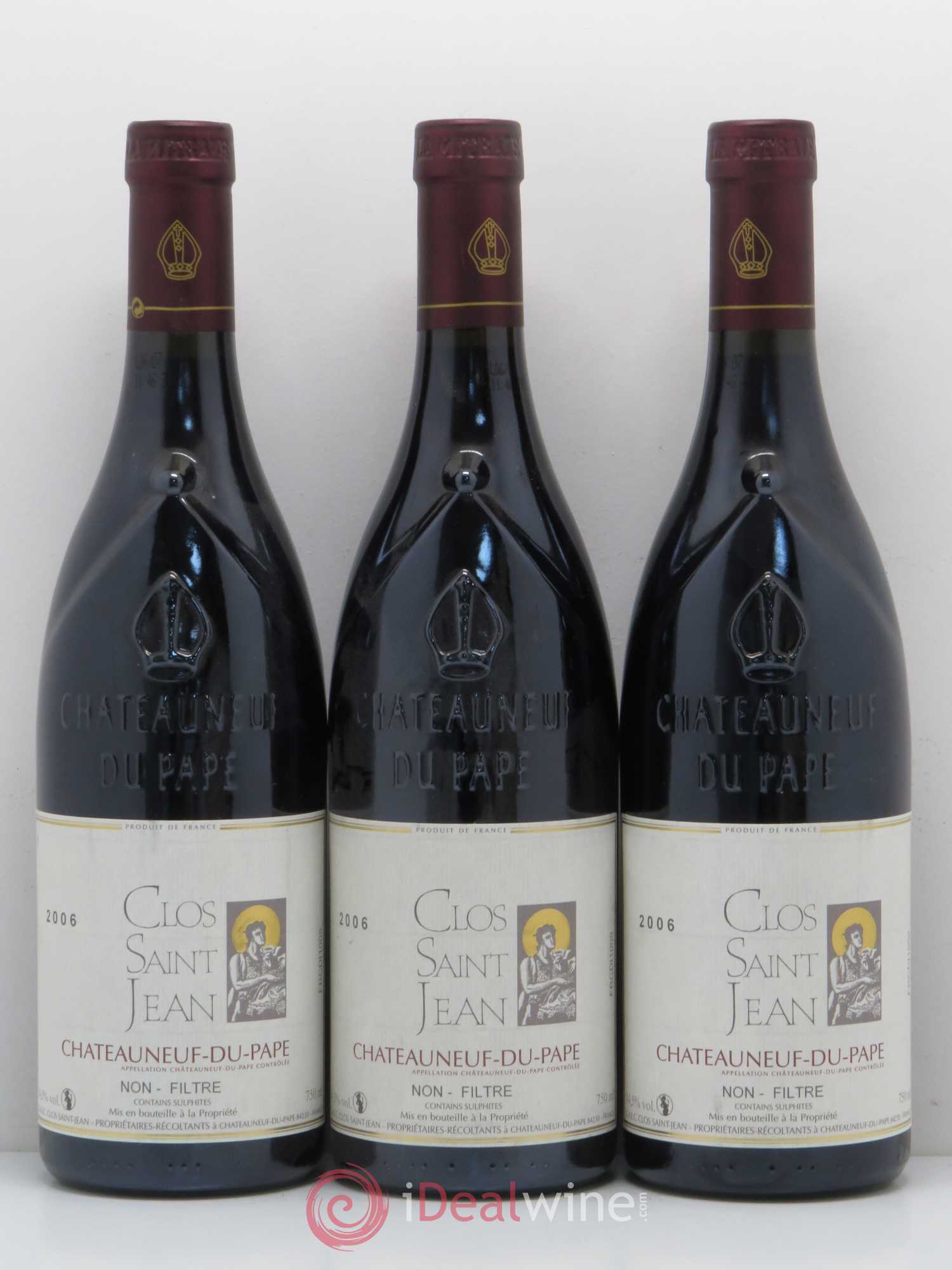 Châteauneuf-du-Pape Clos Saint-Jean Pascal et Vincent Maurel 2006 - Lot de 3 bouteilles - 0