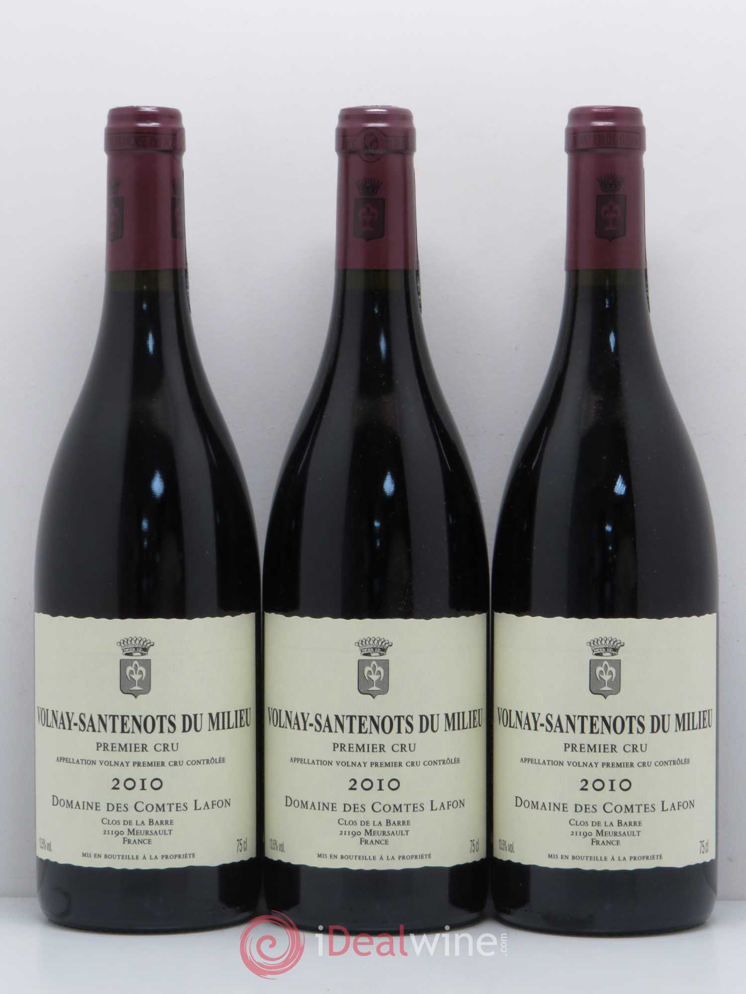 Volnay 1er Cru Santenots du Milieu Comtes Lafon (Domaine des) 2010 - Lot de 3 bouteilles - 0