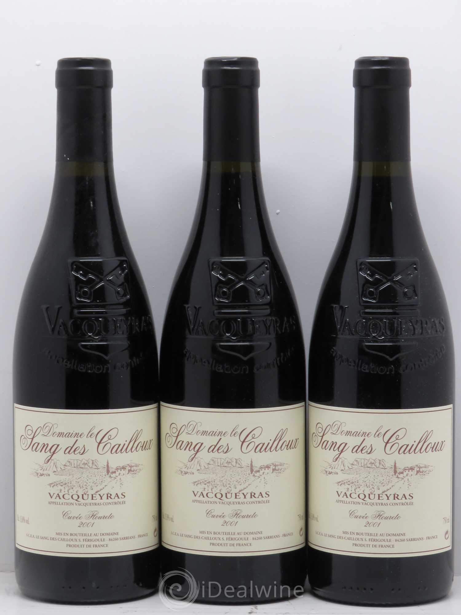 Vacqueyras Cuvée Floureto Domaine Le Sang Des Cailloux 2001 - Posten von 3 Flaschen - 0