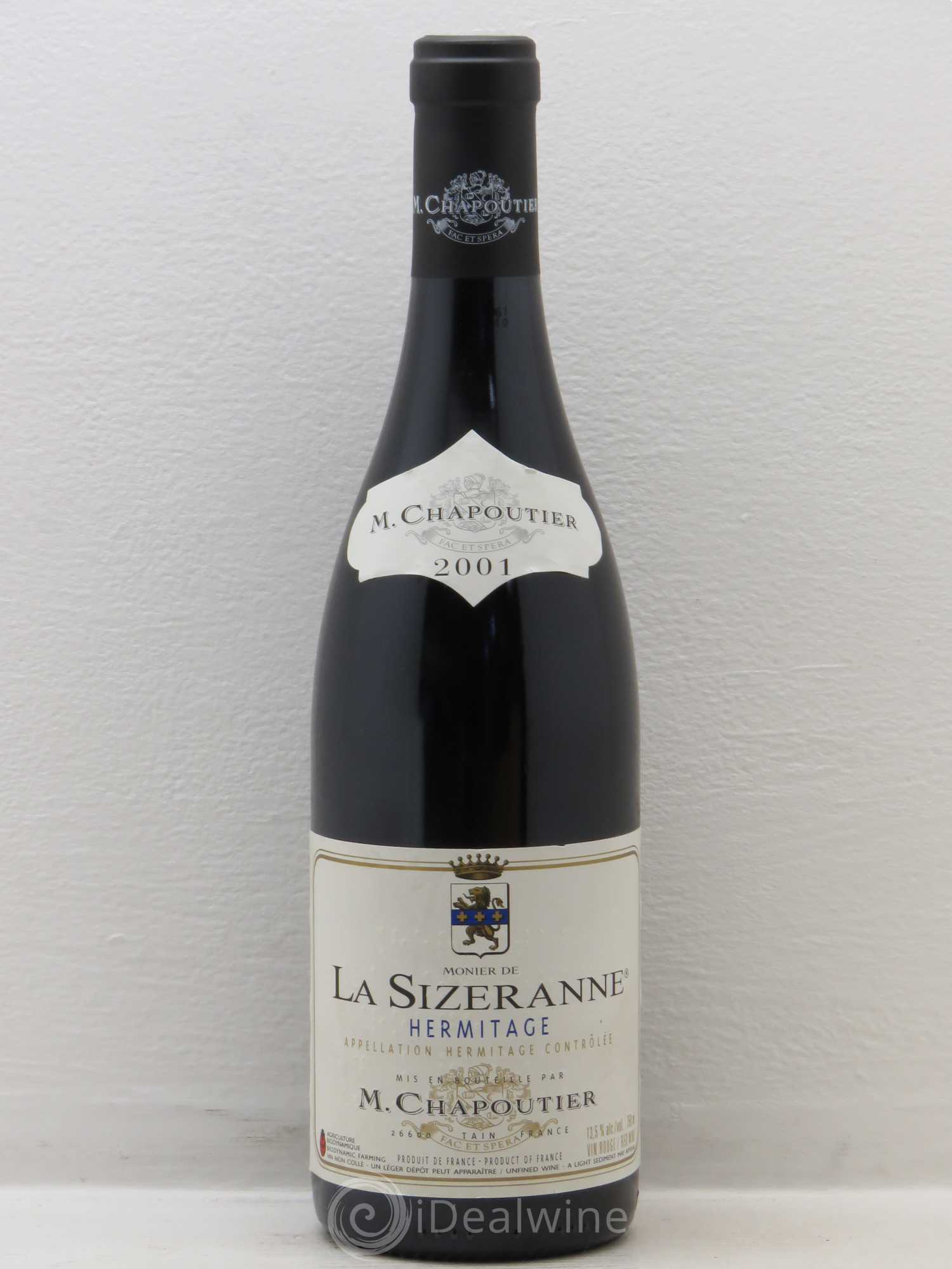 Hermitage Monier de La Sizeranne Chapoutier 2001 - Lot de 1 bouteille - 0