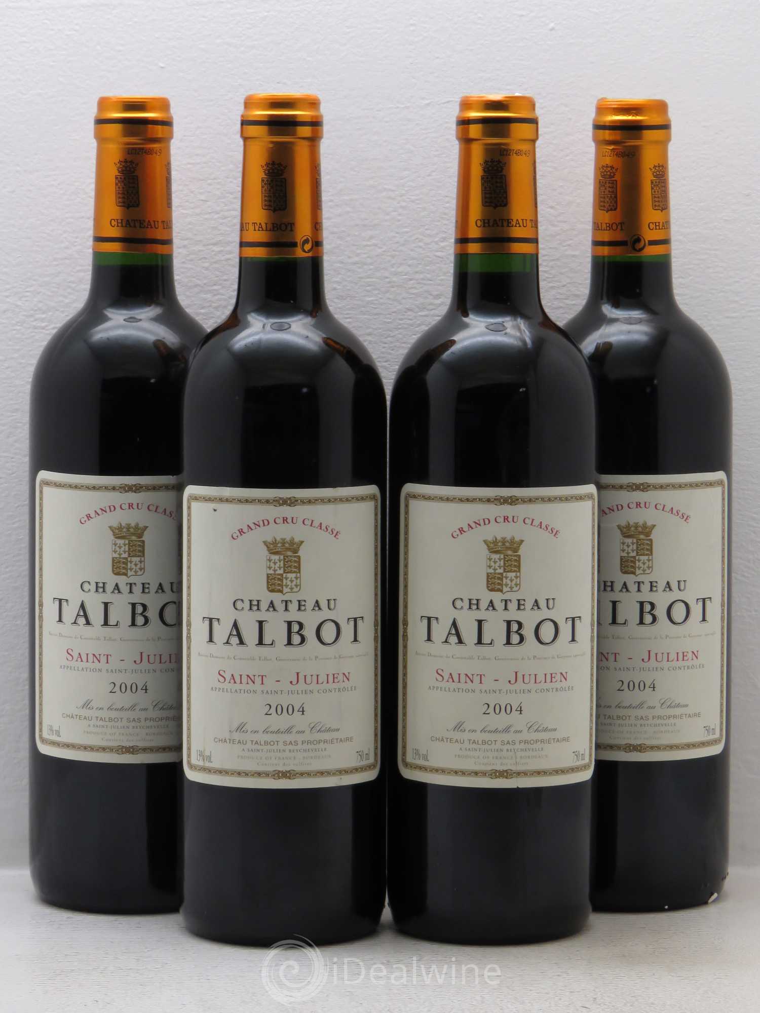 Château Talbot 4ème Grand Cru Classé 2004 - Lot de 4 bouteilles - 0