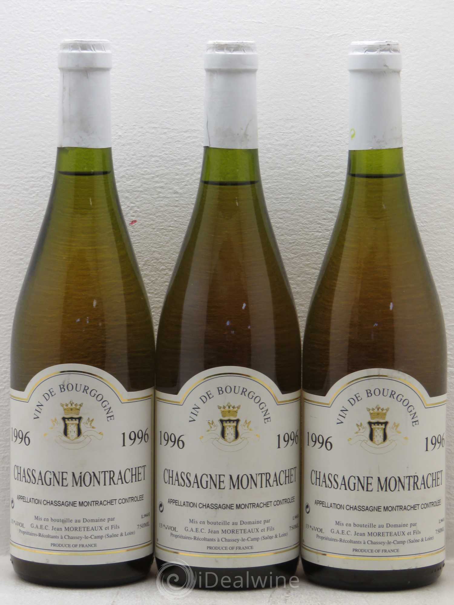 Chassagne-Montrachet Jean Moreteaux 1996 - Lot de 3 bouteilles - 0