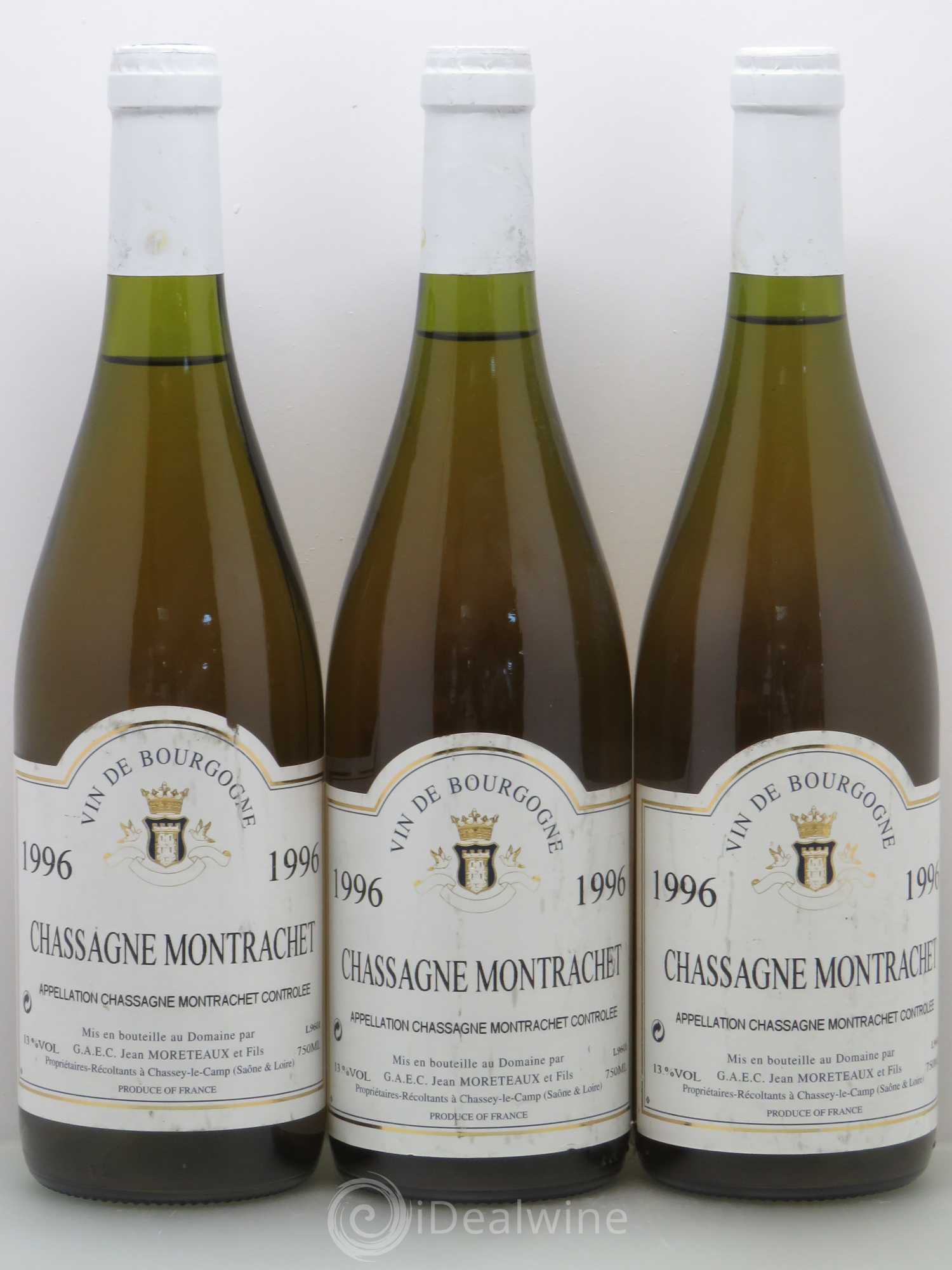 Chassagne-Montrachet Jean Moreteaux 1996 - Lot de 3 bouteilles - 0