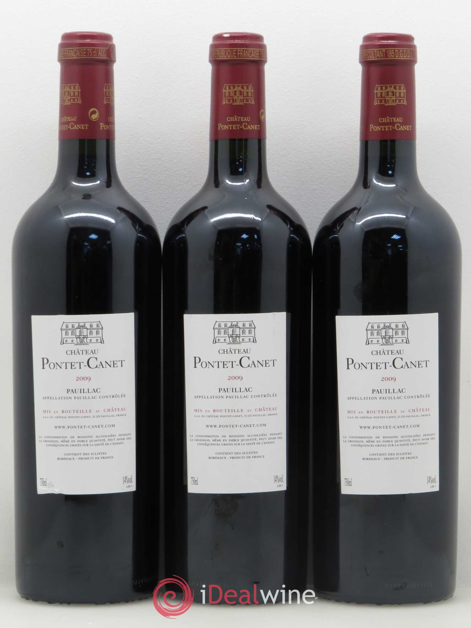 Château Pontet Canet 5ème Grand Cru Classé 2009 - Lot de 3 bouteilles - 1