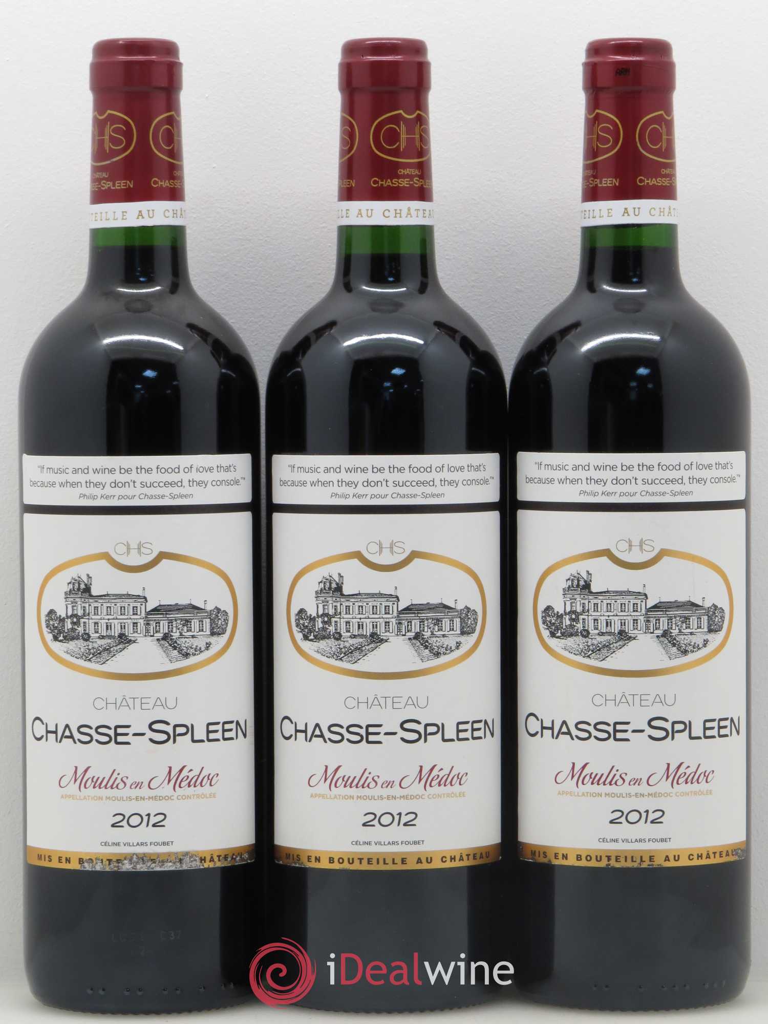 Château Chasse Spleen 2012 - Lot de 3 bouteilles - 0