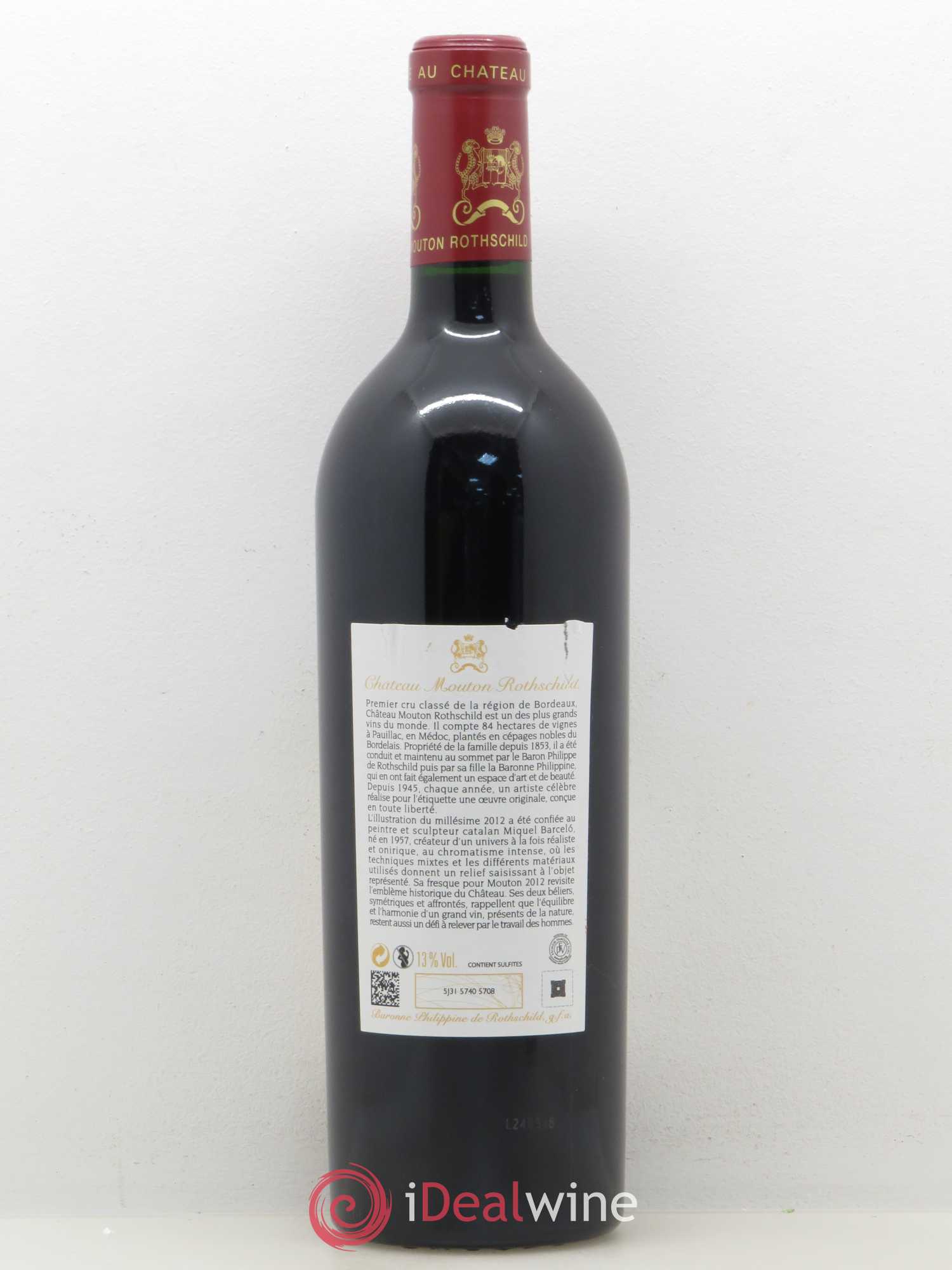 Château Mouton Rothschild 1er Grand Cru Classé 2012 - Lot de 1 bouteille - 1