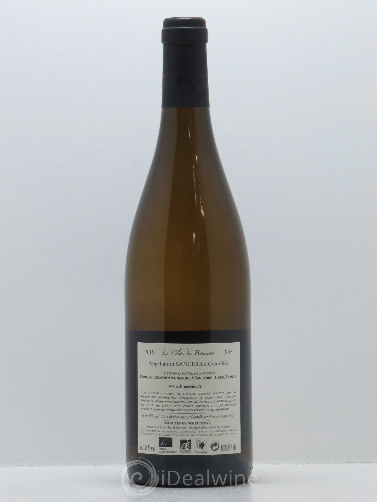 Sancerre Le Clos de Bannon Fouassier (Domaine) 2015 - Lot de 1 bouteille - 1