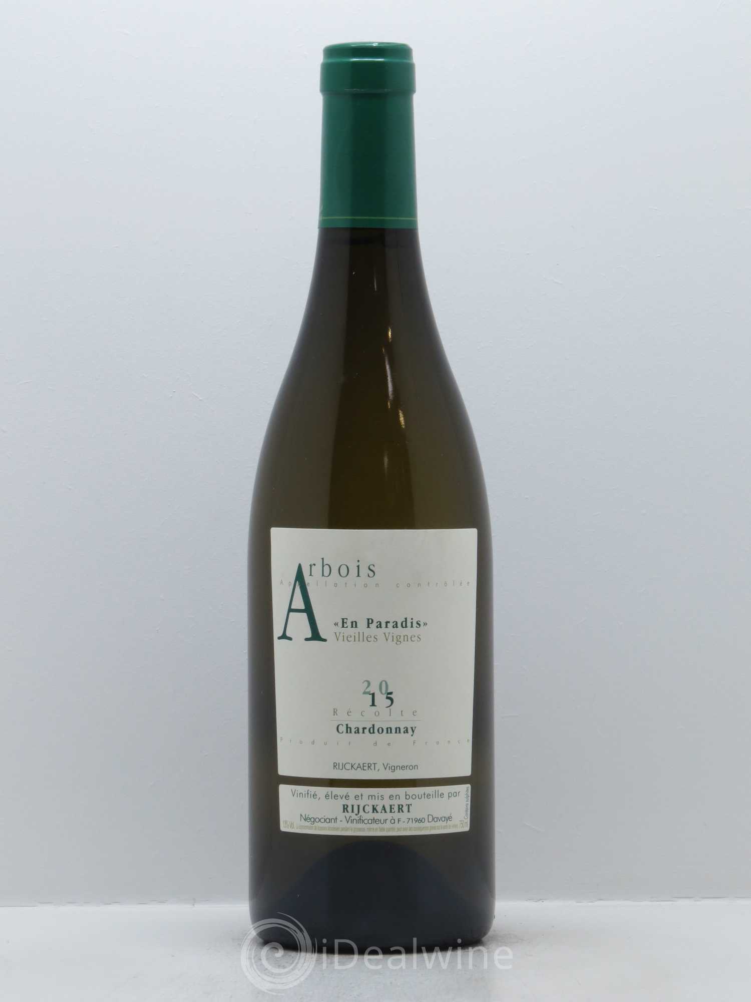 Arbois En Paradis Chardonnay Vieilles Vignes Rijckaert 2015 - Lot de 1 bouteille - 0
