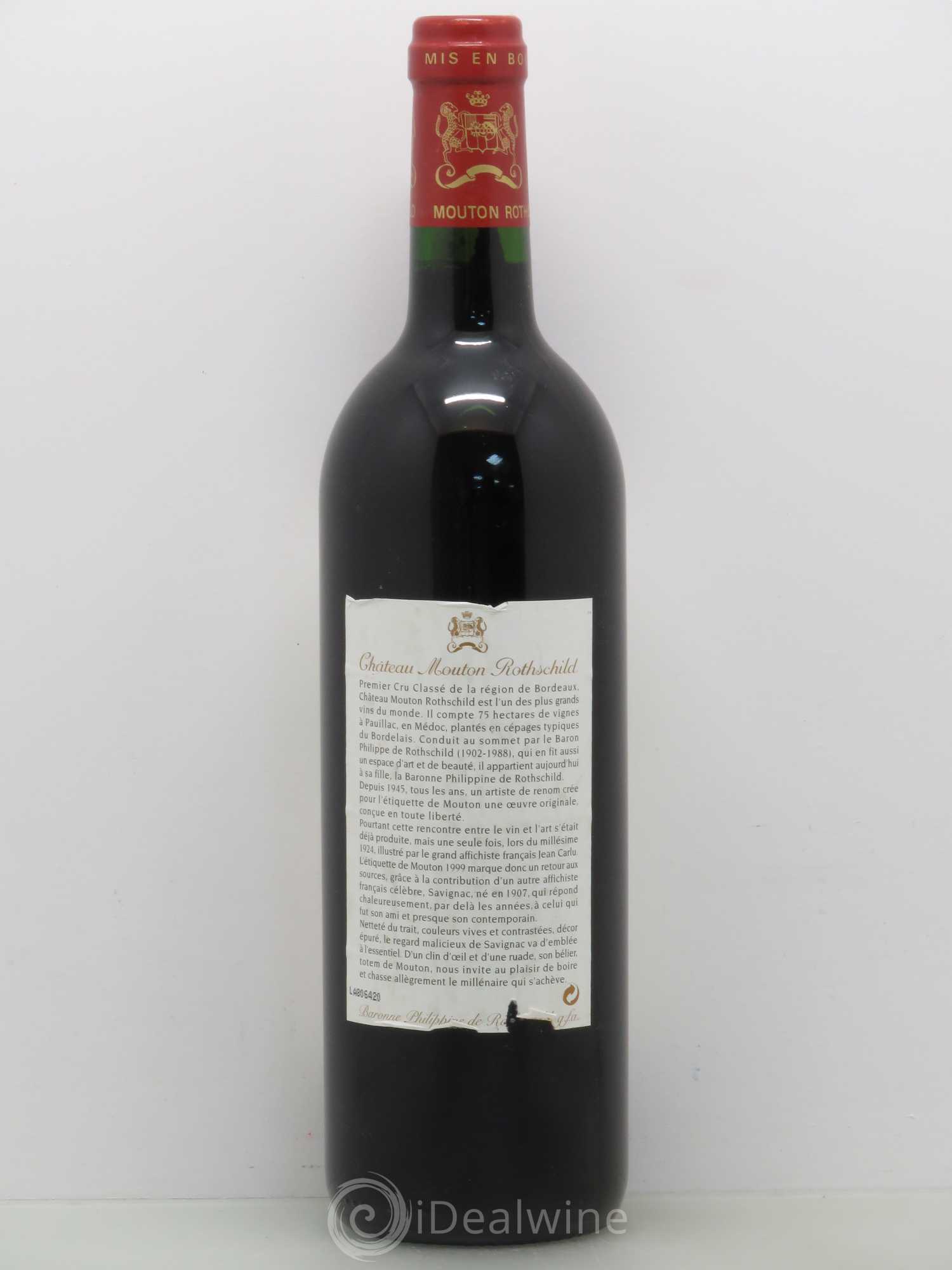 Château Mouton Rothschild 1er Grand Cru Classé 1999 - Lot de 1 bouteille - 1