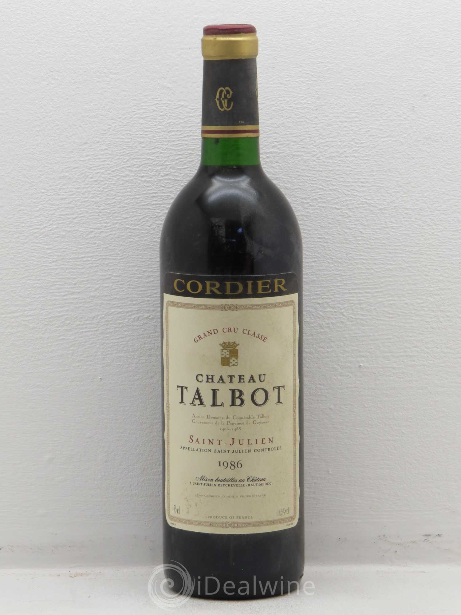 Château Talbot 4ème Grand Cru Classé 1986 - Lot de 1 bouteille - 0