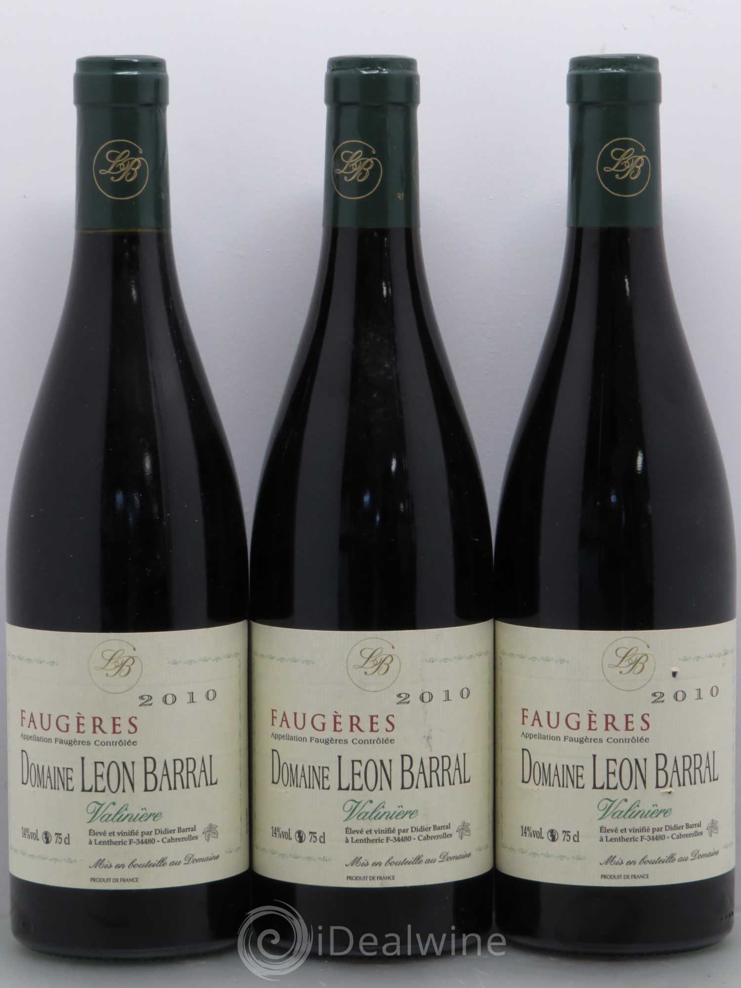 Faugères Valinière Domaine Léon Barral 2010 - Lot de 3 bouteilles - 0