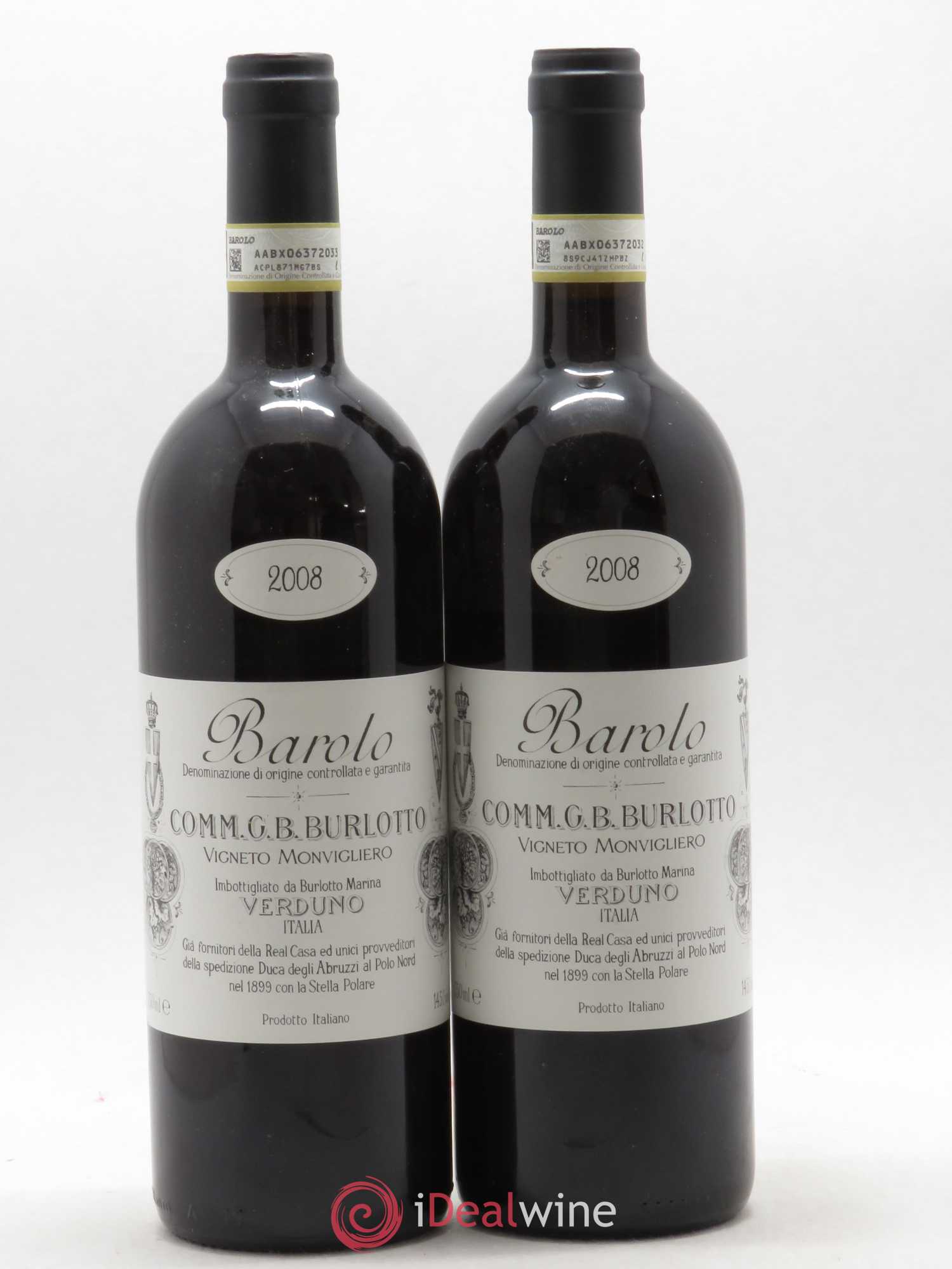 Barolo DOCG Monvigliero Comm. Giovan Battista Burlotto 2008 - Lot de 2 bouteilles - 0