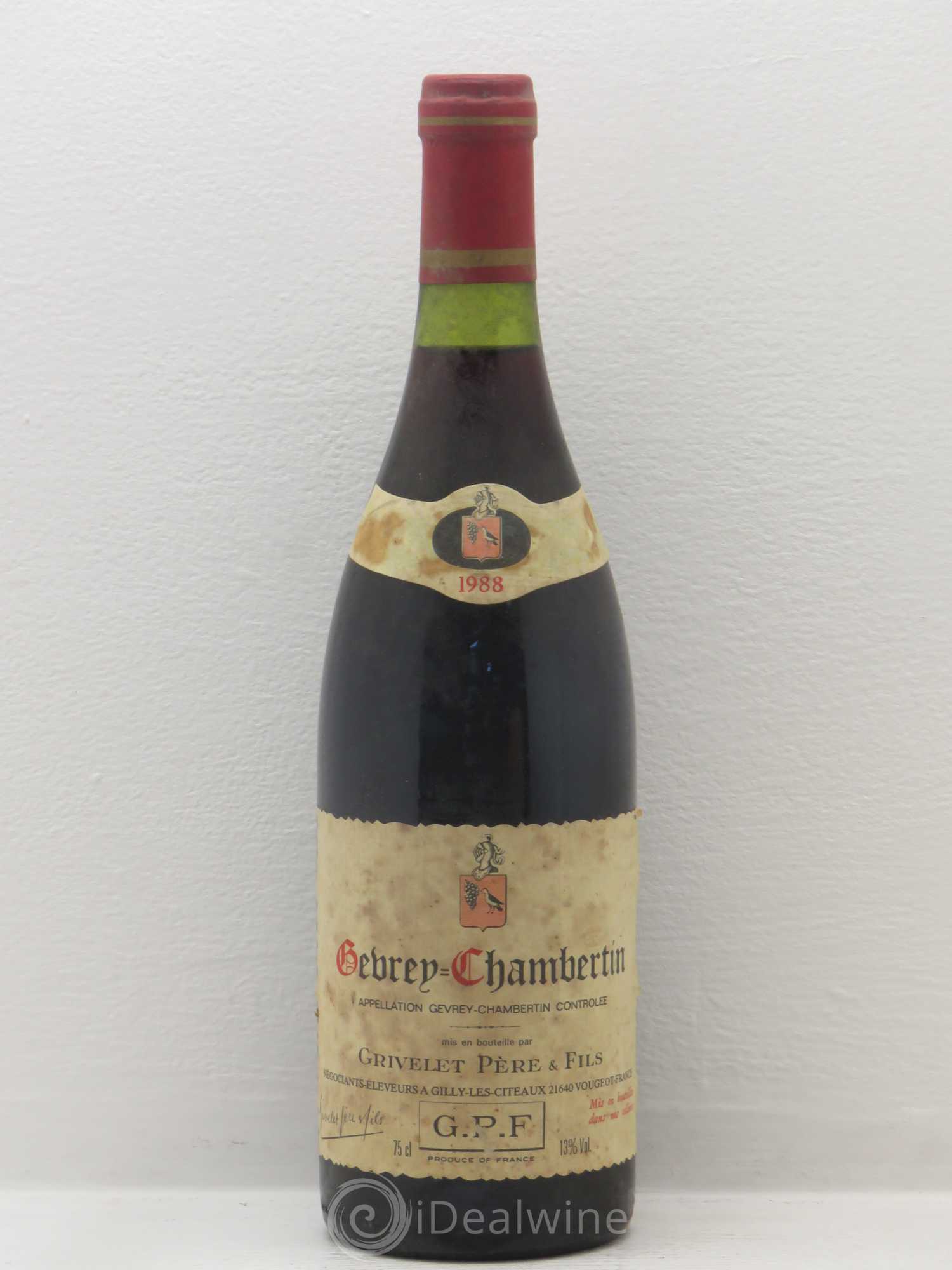 Gevrey-Chambertin Grivelet 1988 - Lot de 1 bouteille - 0