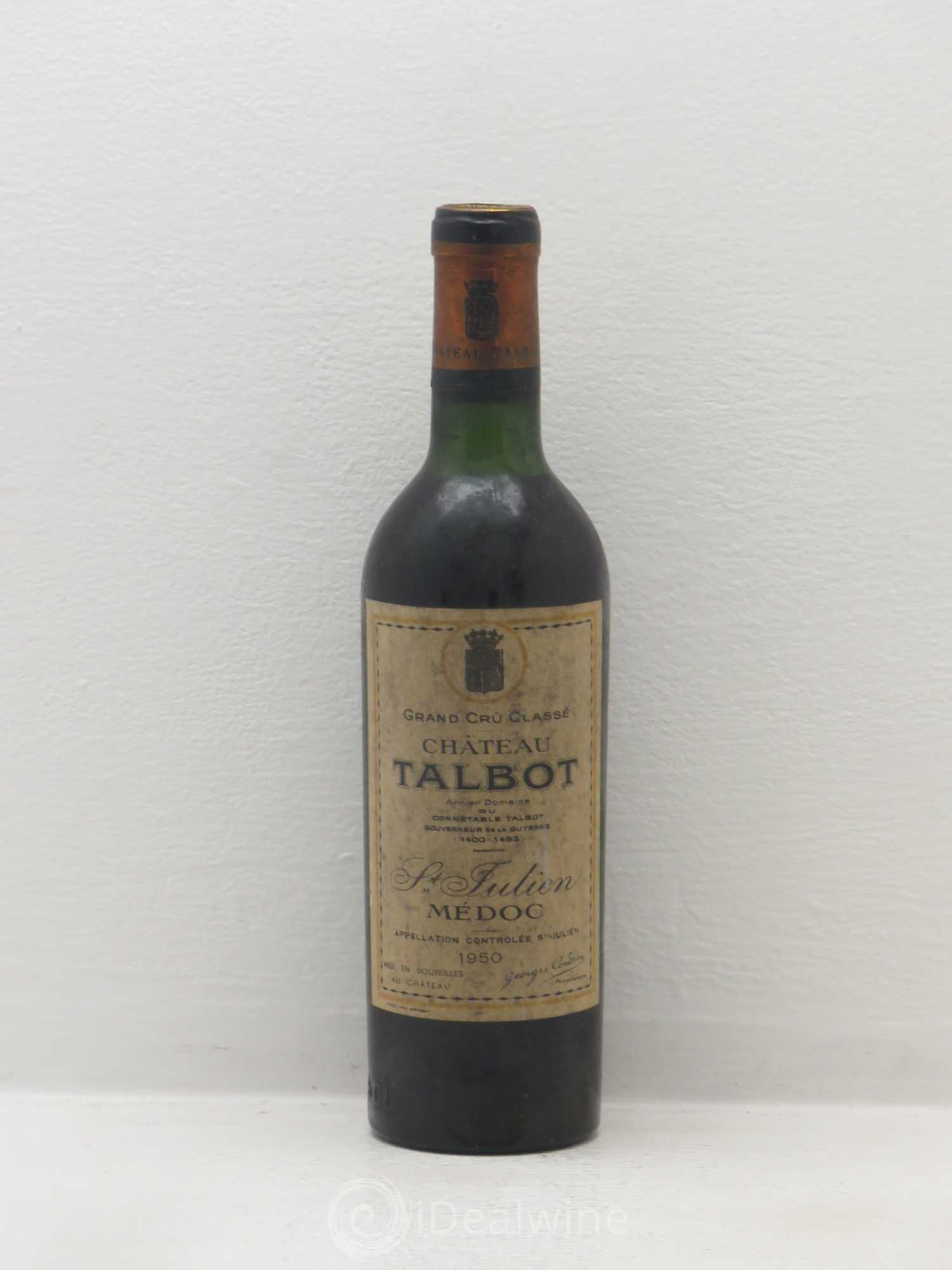 Château Talbot 4ème Grand Cru Classé 1950 - Lot de 1 demi bouteille - 0